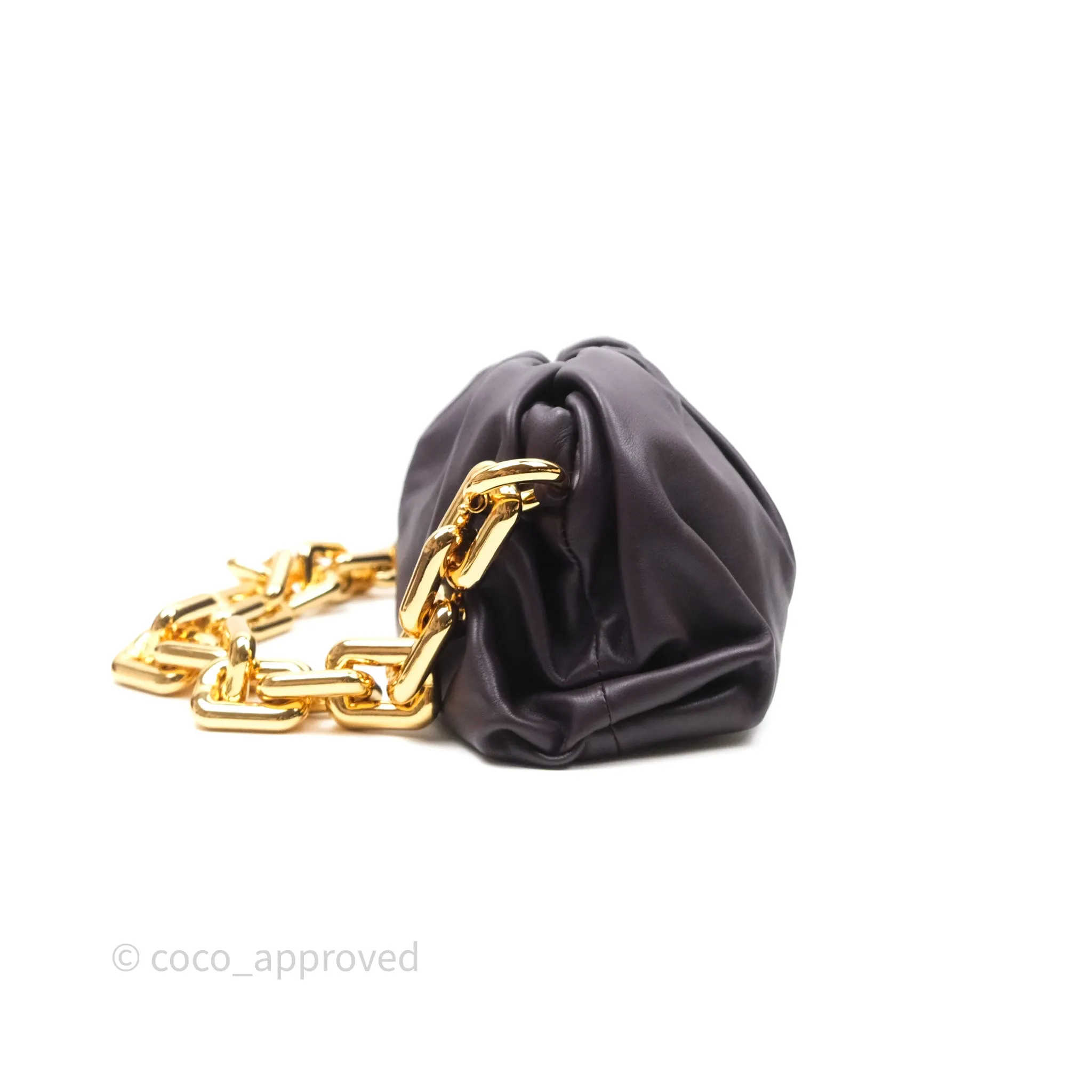 Bottega Veneta Chain Pouch Brown Calfskin Gold Hardware