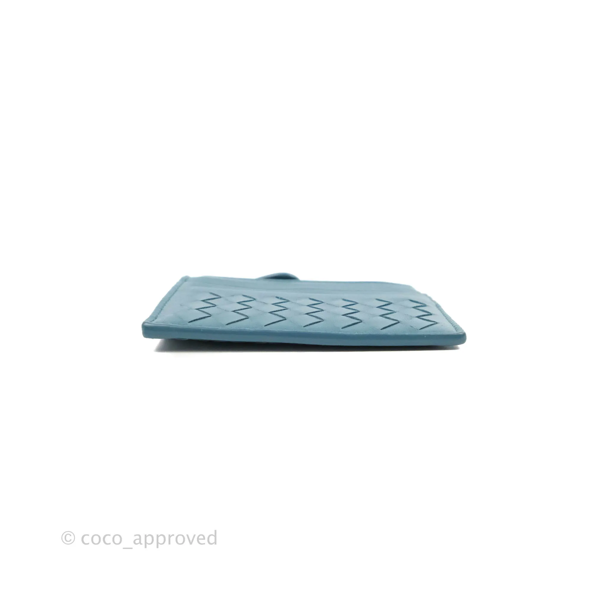 Bottega Veneta Intrecciato Card Holder Petrol Blue
