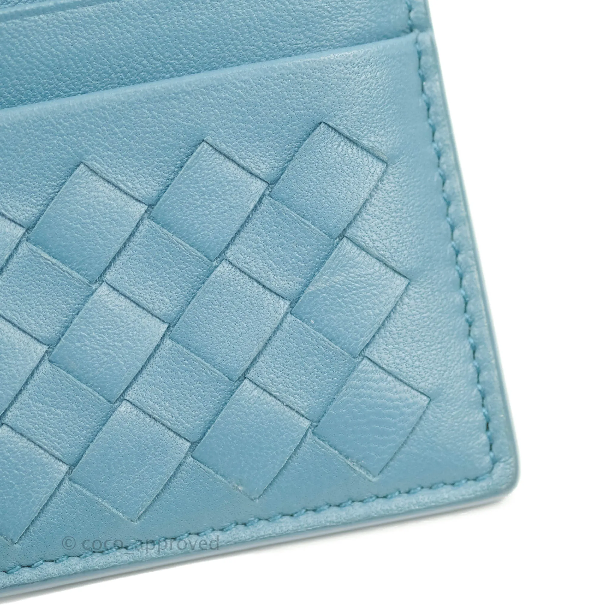 Bottega Veneta Intrecciato Card Holder Petrol Blue