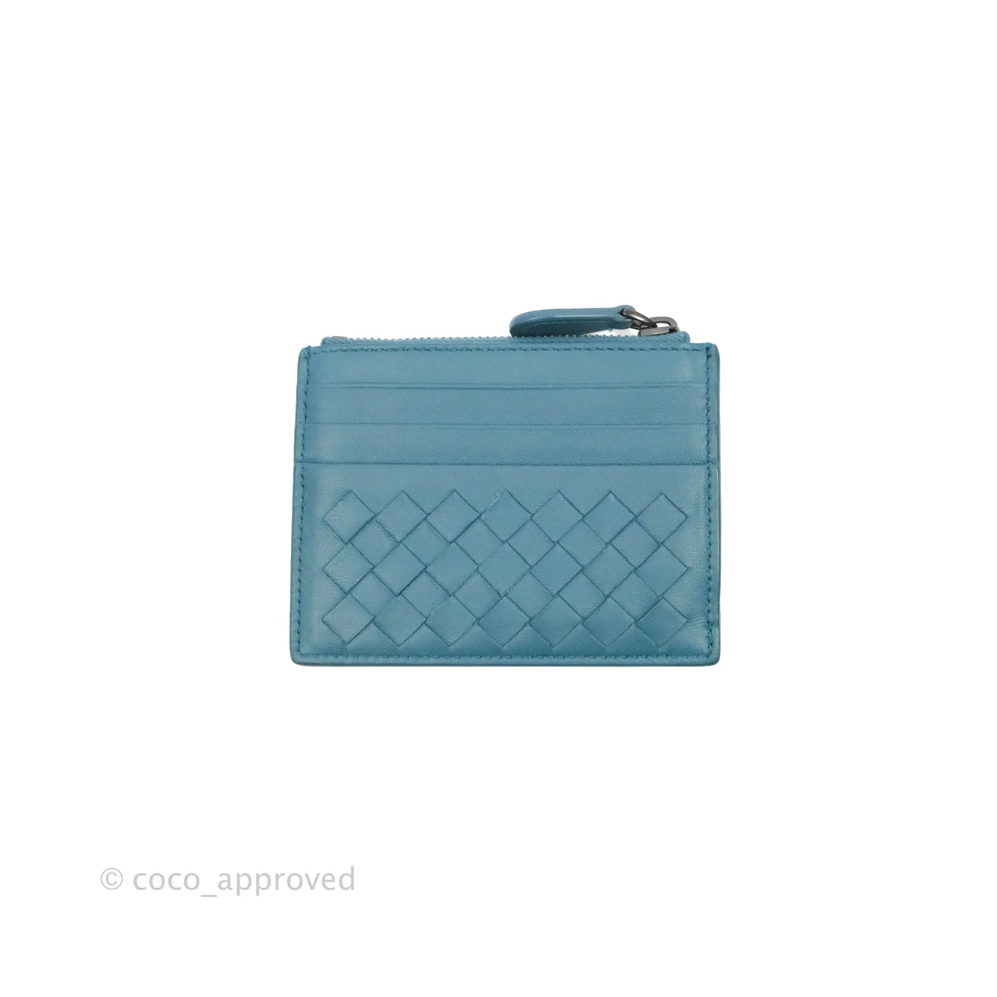 Bottega Veneta Intrecciato Card Holder Petrol Blue