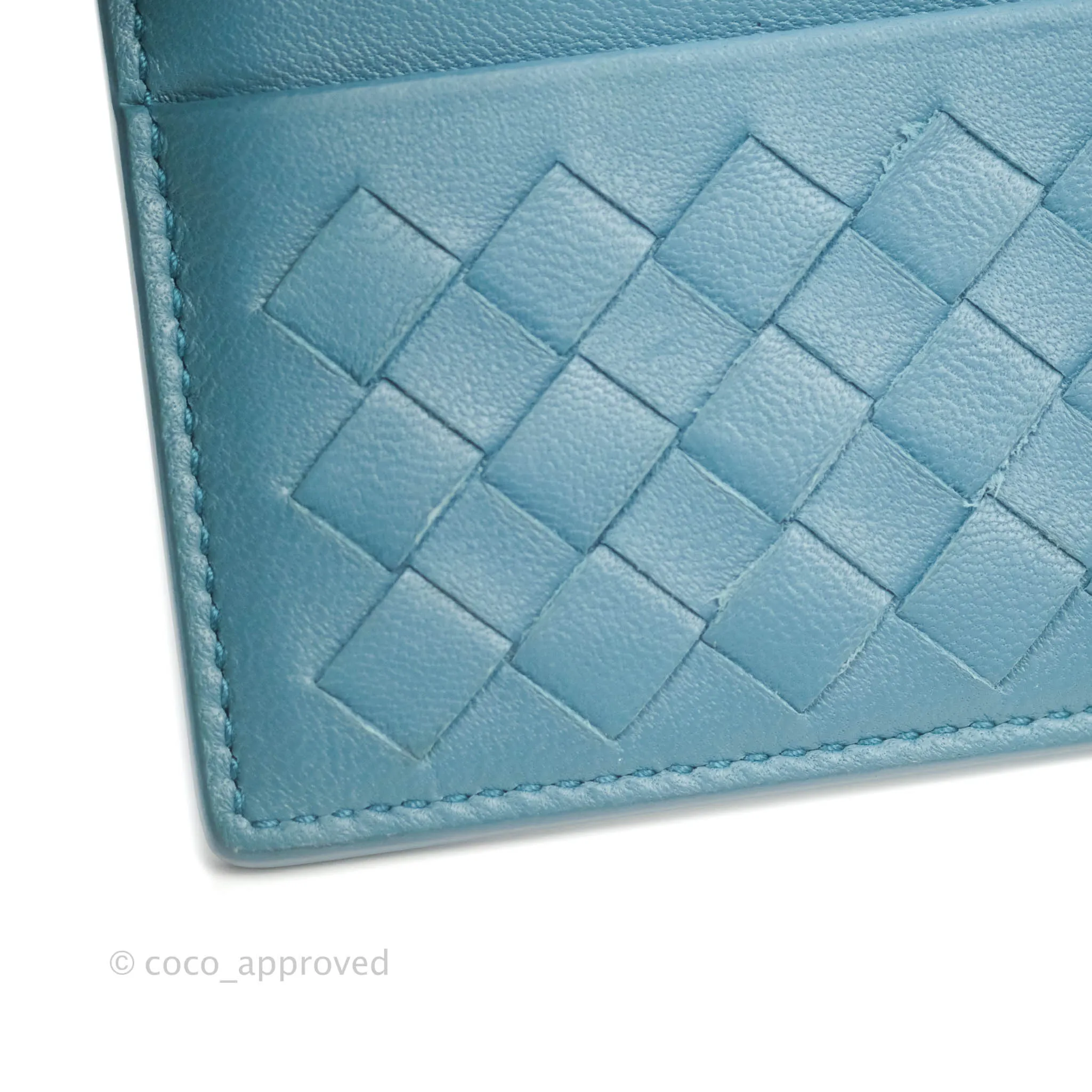 Bottega Veneta Intrecciato Card Holder Petrol Blue