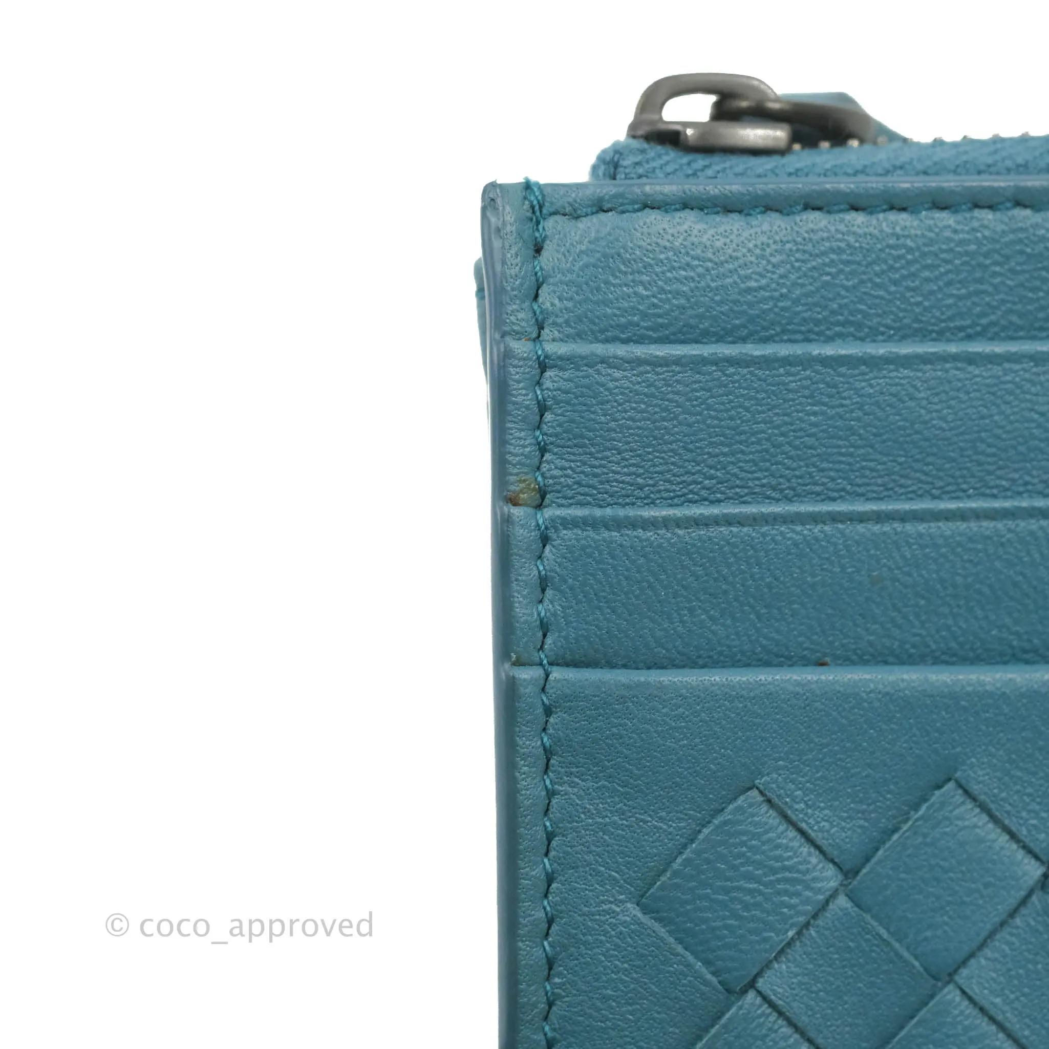 Bottega Veneta Intrecciato Card Holder Petrol Blue