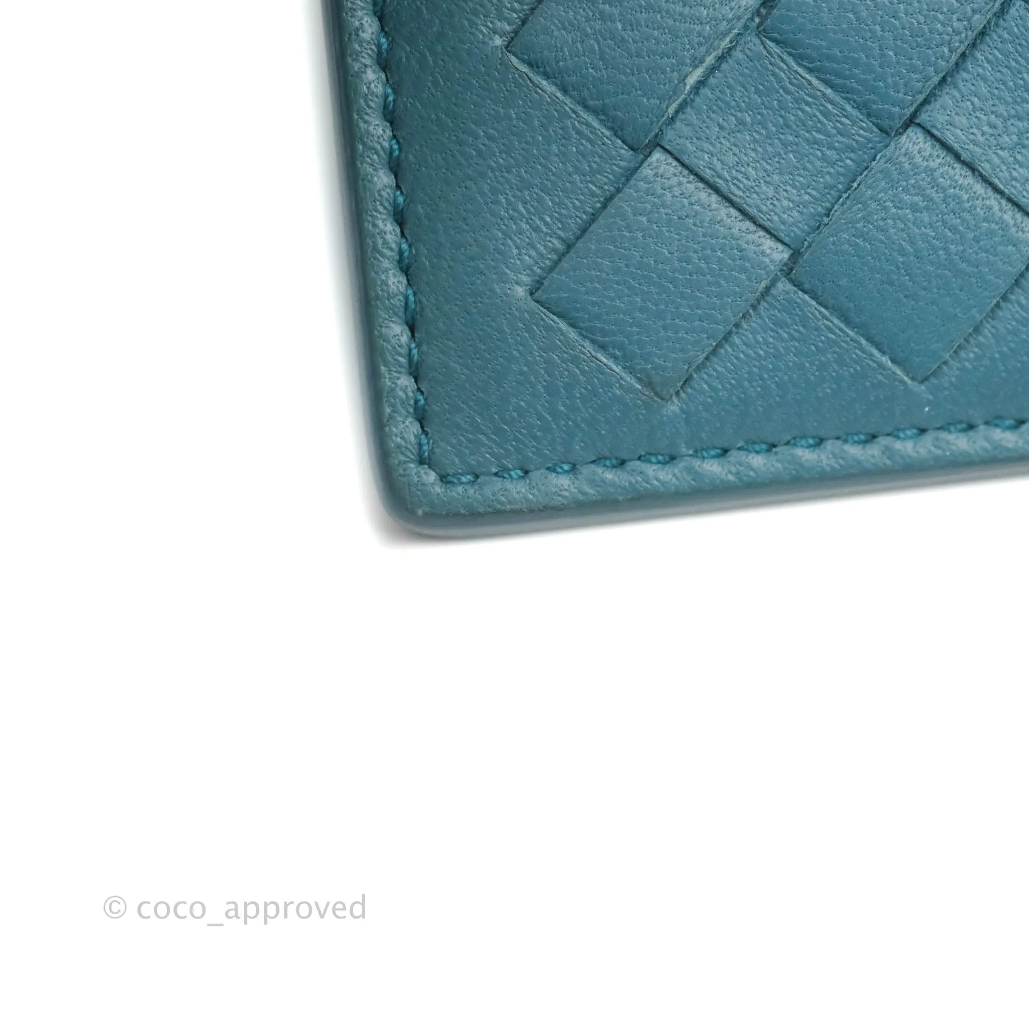 Bottega Veneta Intrecciato Card Holder Petrol Blue
