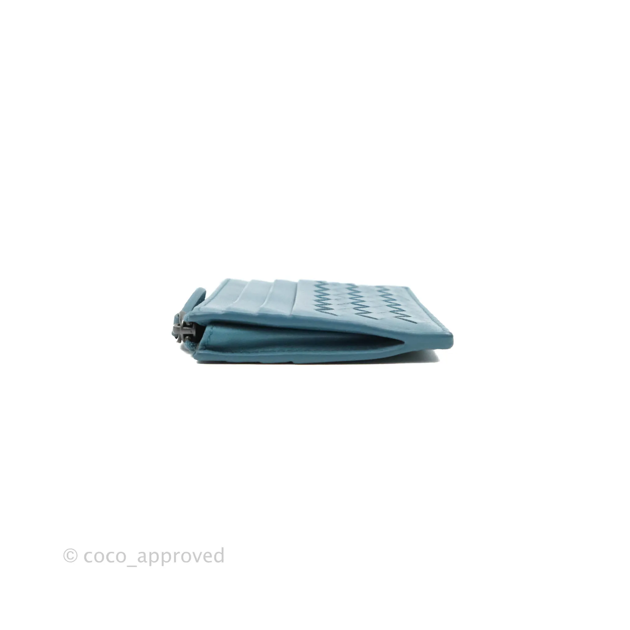 Bottega Veneta Intrecciato Card Holder Petrol Blue