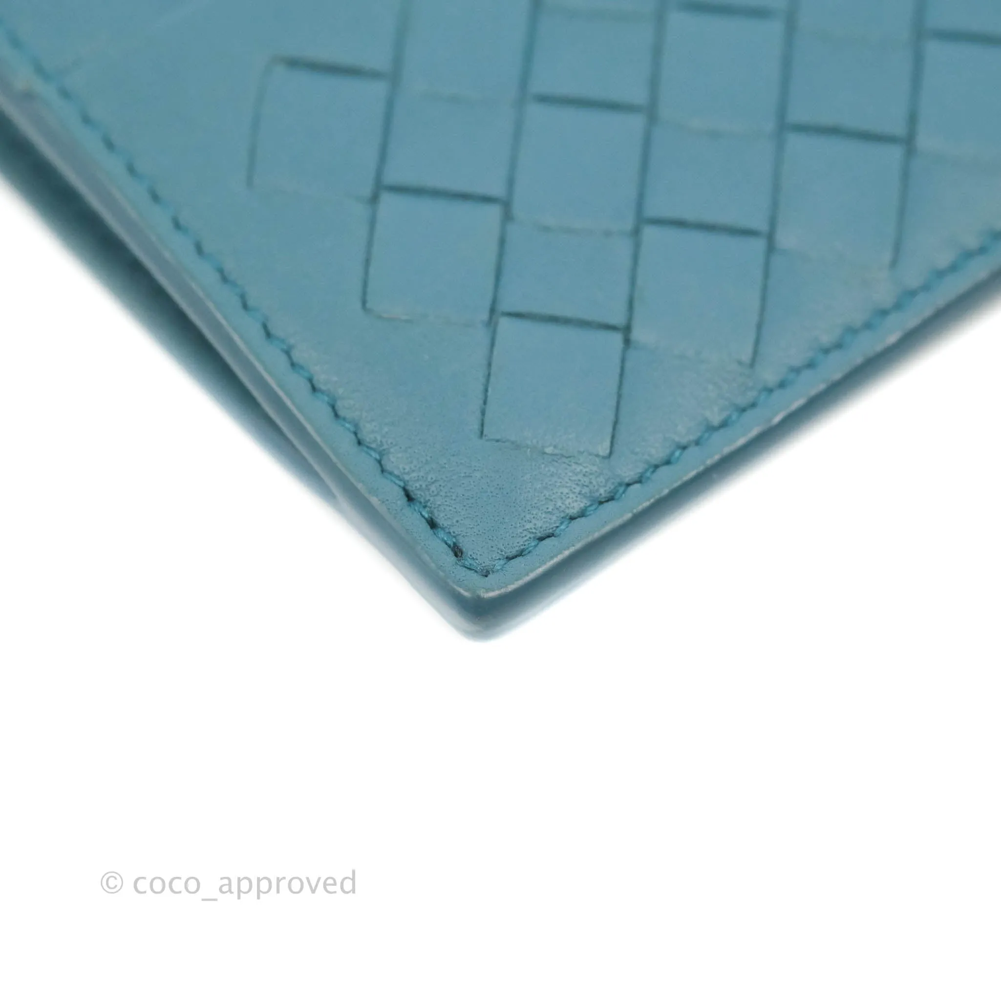 Bottega Veneta Intrecciato Card Holder Petrol Blue