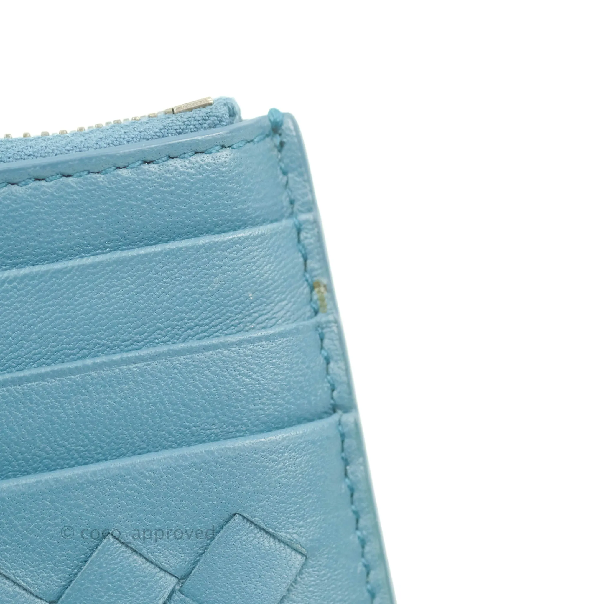 Bottega Veneta Intrecciato Card Holder Petrol Blue