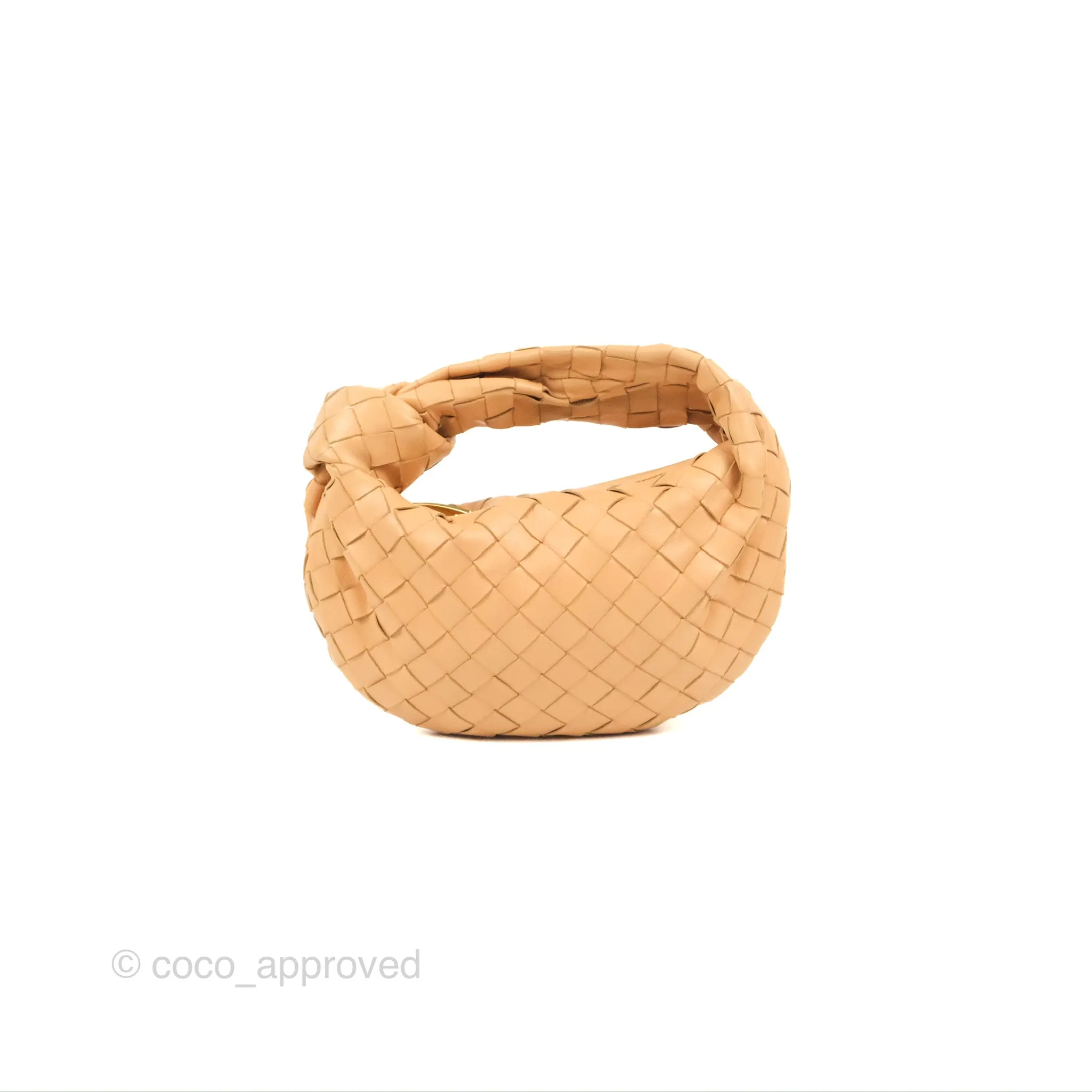 Bottega Veneta Intrecciato Mini Jodie Clutch Bag Beige Lambskin Gold Hardware