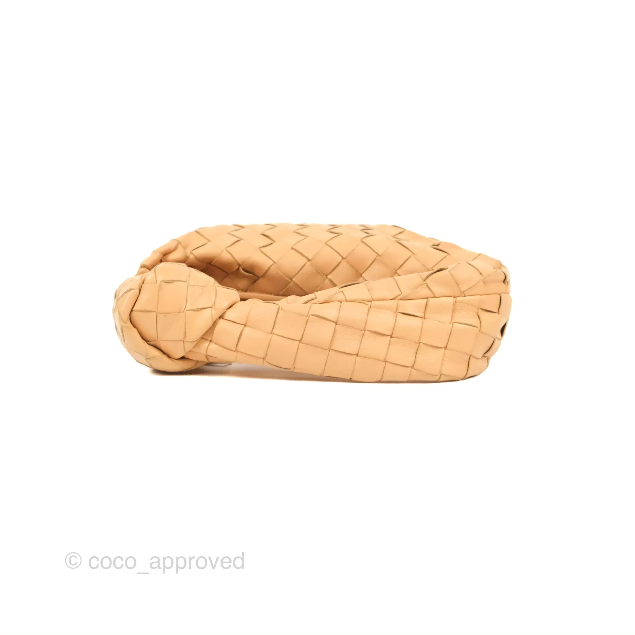 Bottega Veneta Intrecciato Mini Jodie Clutch Bag Beige Lambskin Gold Hardware
