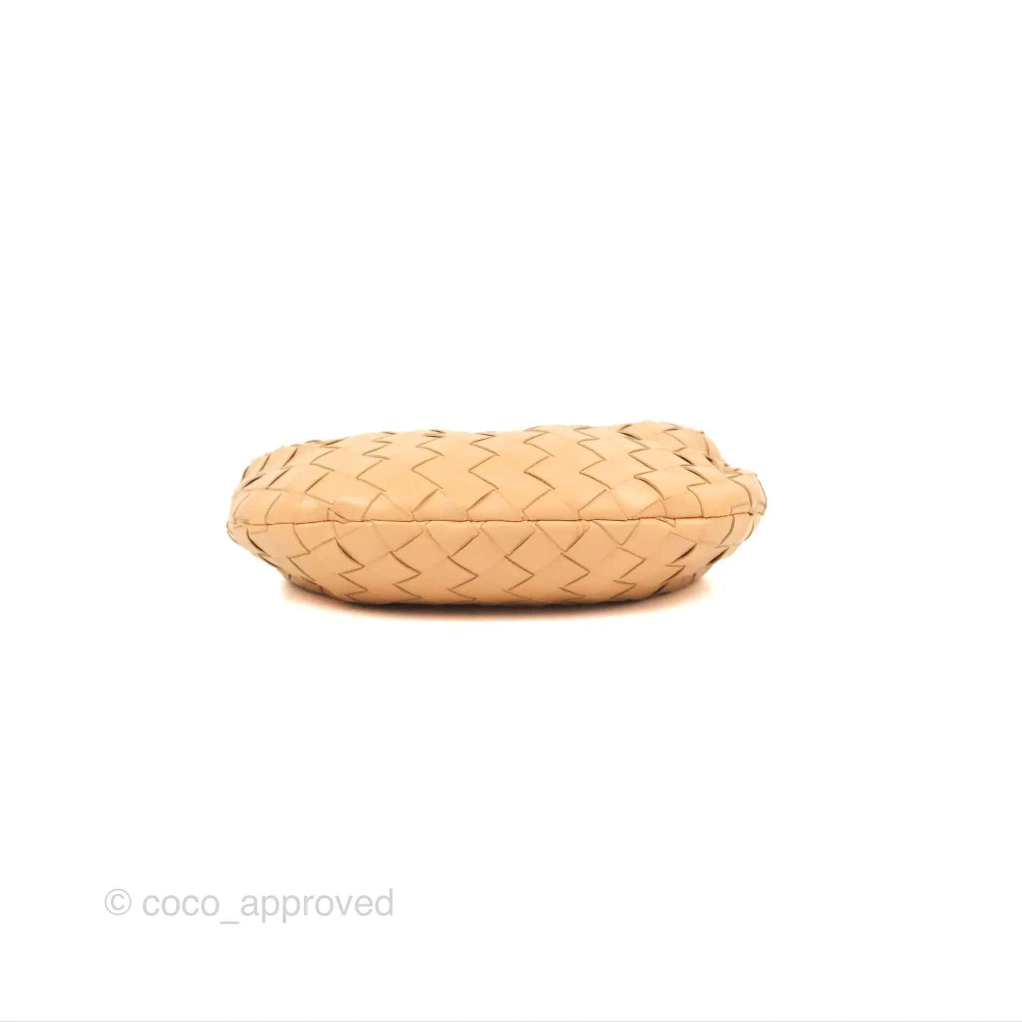 Bottega Veneta Intrecciato Mini Jodie Clutch Bag Beige Lambskin Gold Hardware