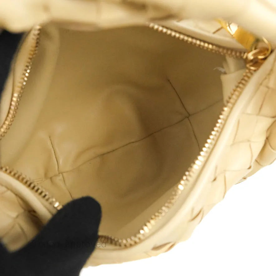 Bottega Veneta Intrecciato Mini Jodie Clutch Bag Porridge Lambskin Gold Hardware