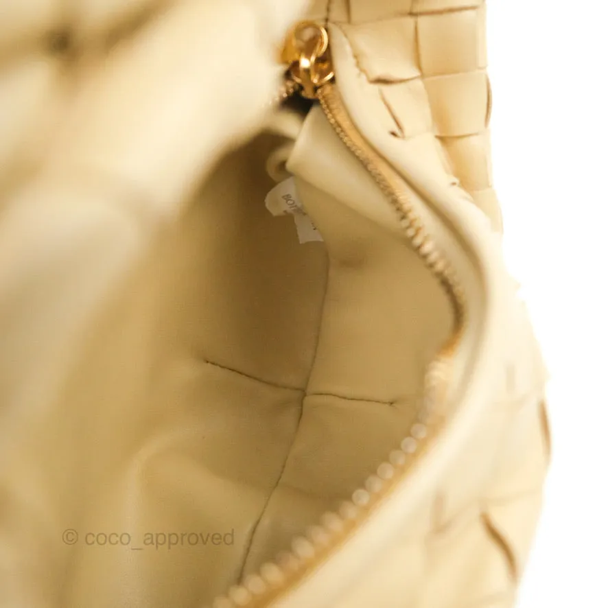 Bottega Veneta Intrecciato Mini Jodie Clutch Bag Porridge Lambskin Gold Hardware