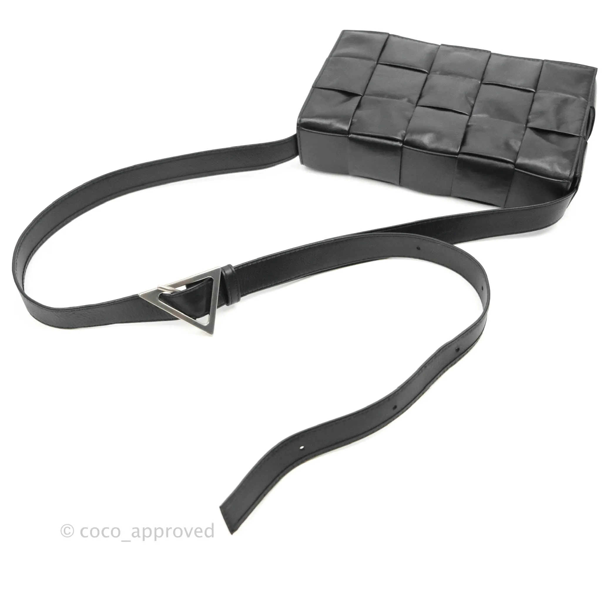 Bottega Veneta Intrecciato Paper Cassette Calfskin Bag Black Silver Hardware