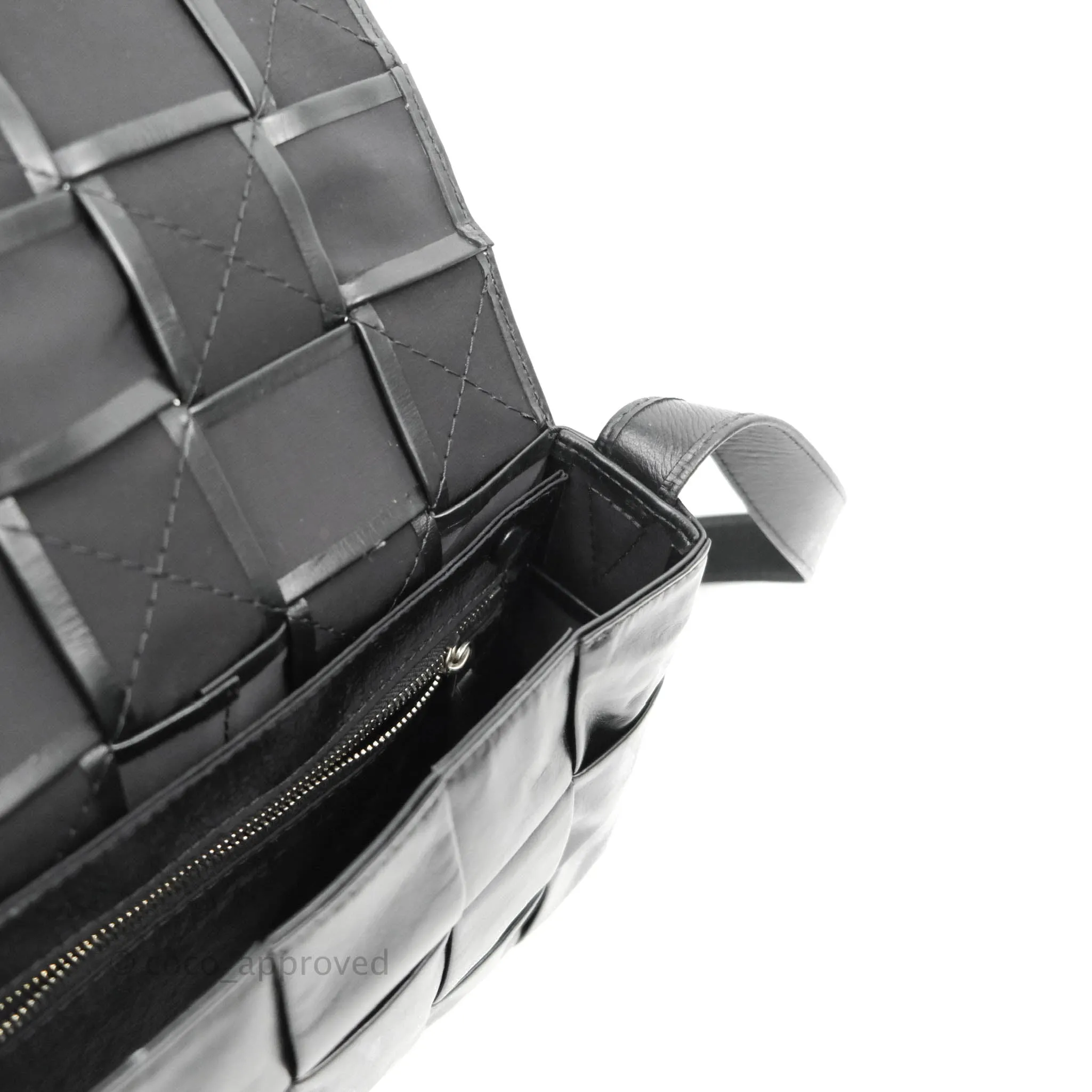 Bottega Veneta Intrecciato Paper Cassette Calfskin Bag Black Silver Hardware