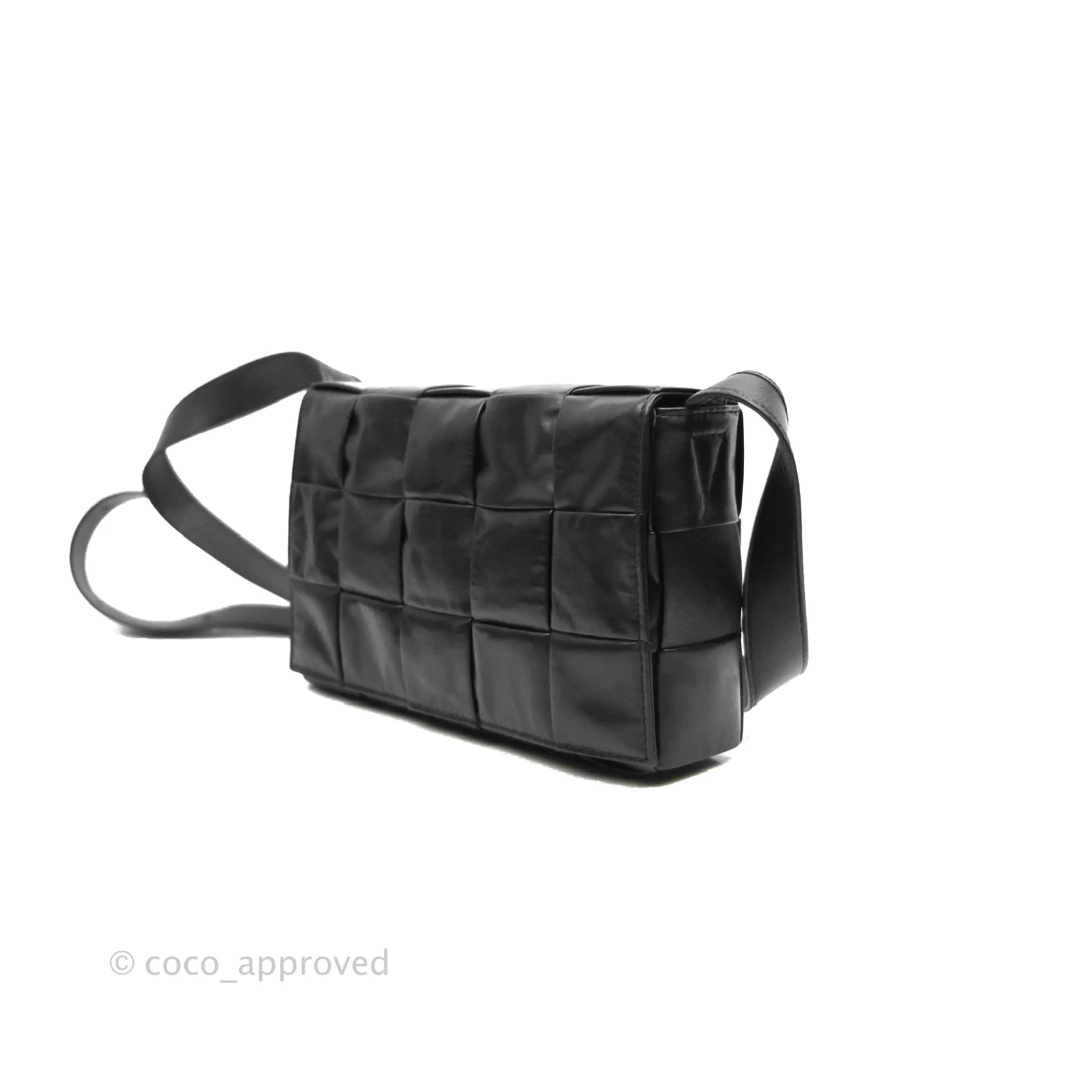 Bottega Veneta Intrecciato Paper Cassette Calfskin Bag Black Silver Hardware