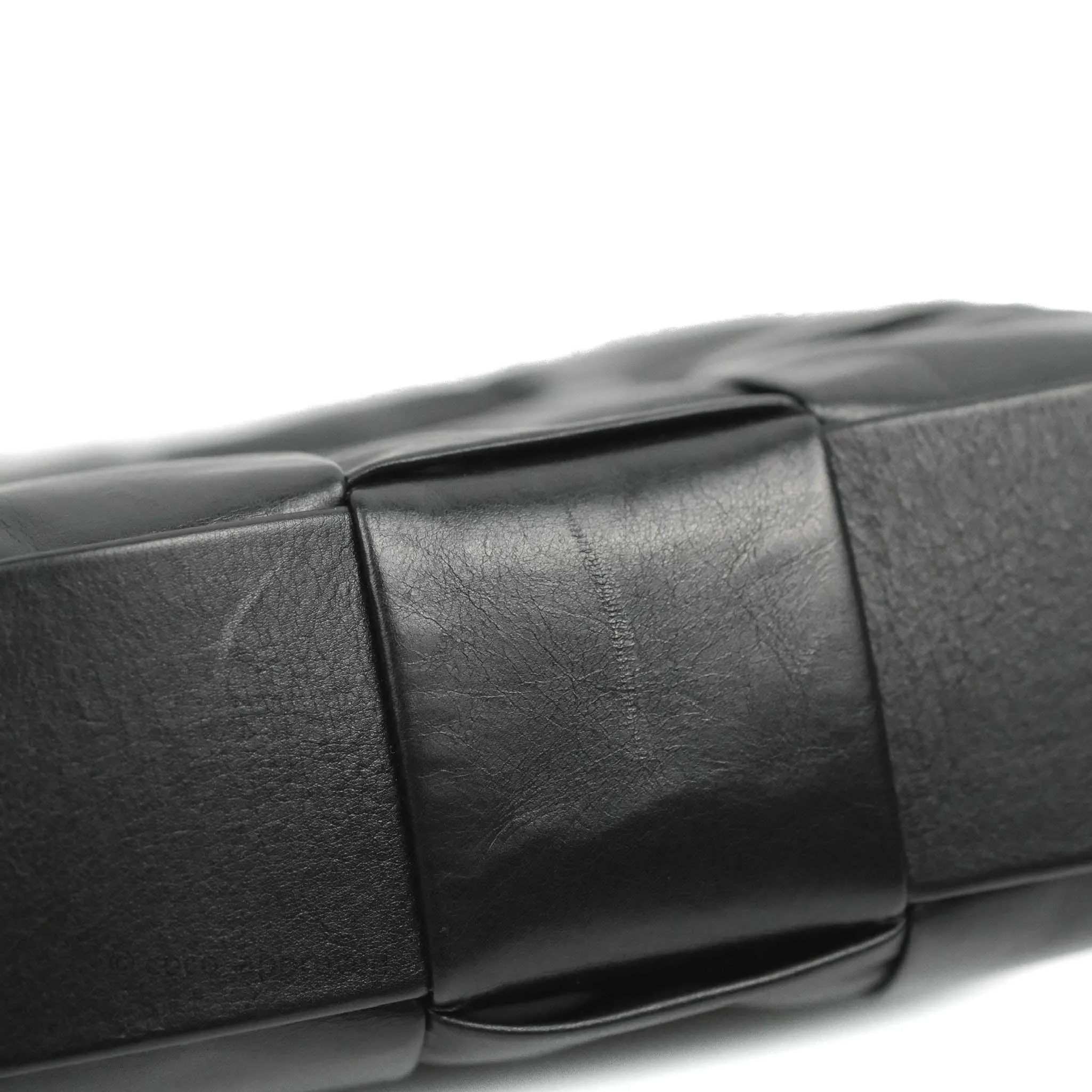 Bottega Veneta Intrecciato Paper Cassette Calfskin Bag Black Silver Hardware