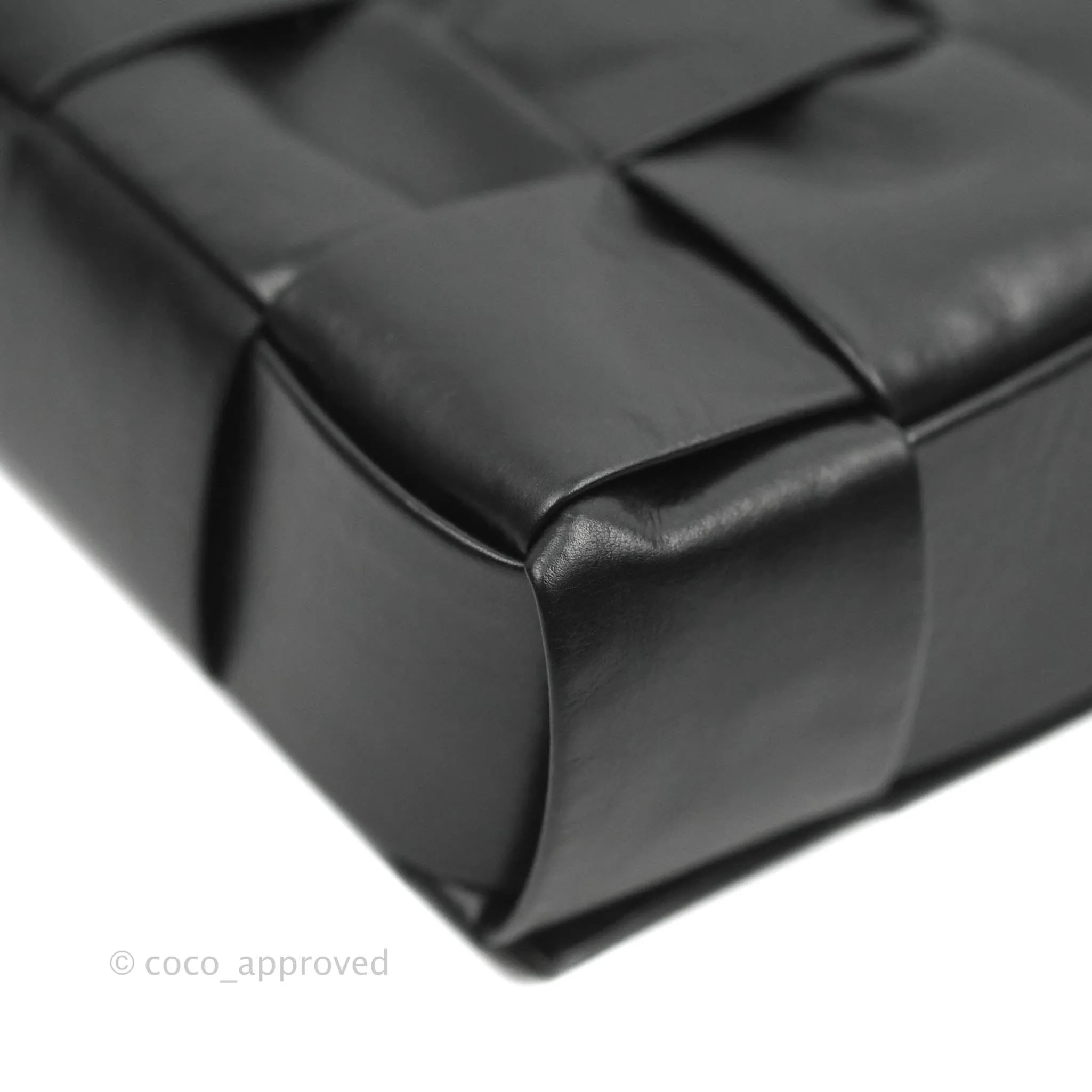 Bottega Veneta Intrecciato Paper Cassette Calfskin Bag Black Silver Hardware
