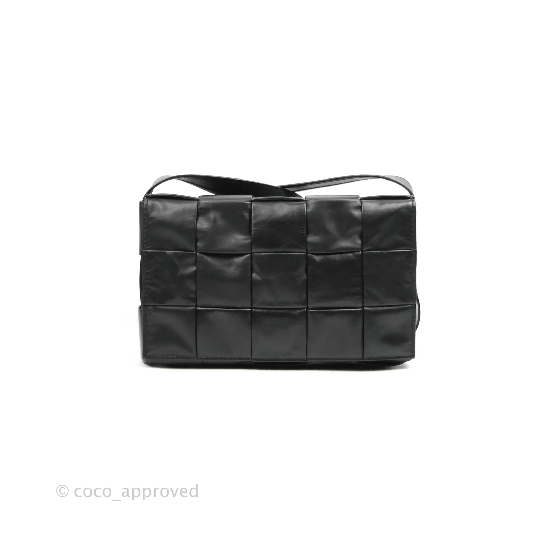 Bottega Veneta Intrecciato Paper Cassette Calfskin Bag Black Silver Hardware