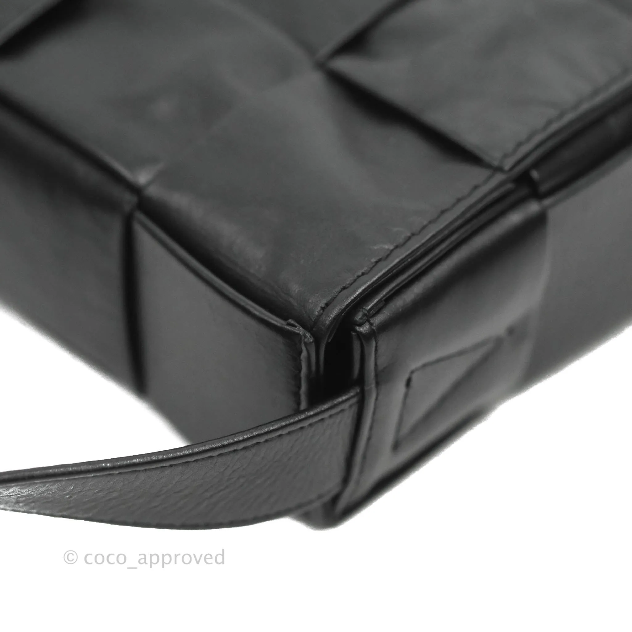 Bottega Veneta Intrecciato Paper Cassette Calfskin Bag Black Silver Hardware