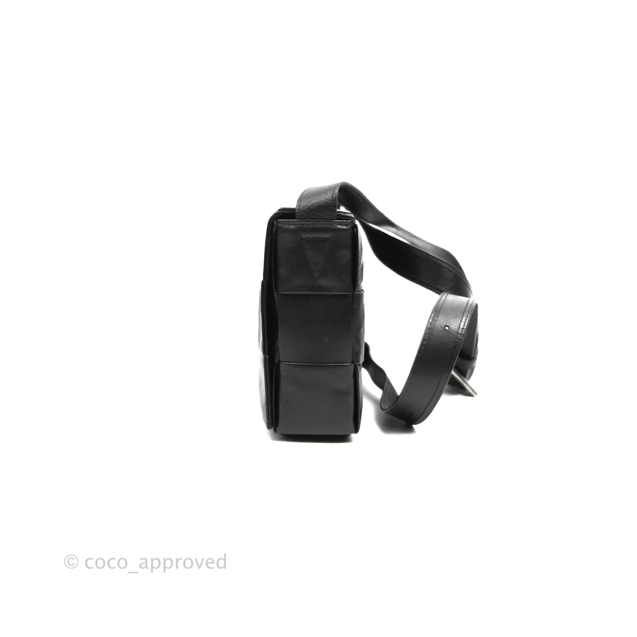 Bottega Veneta Intrecciato Paper Cassette Calfskin Bag Black Silver Hardware