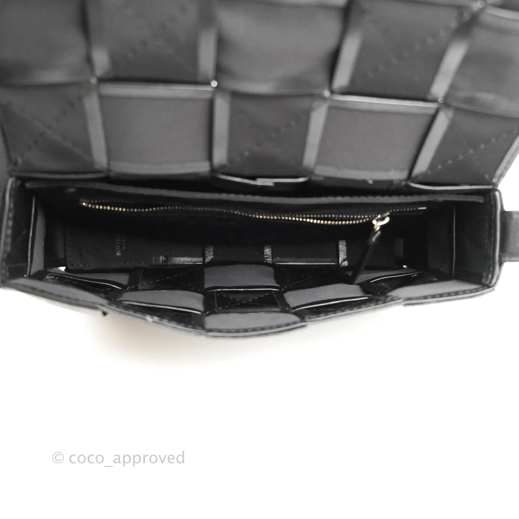 Bottega Veneta Intrecciato Paper Cassette Calfskin Bag Black Silver Hardware