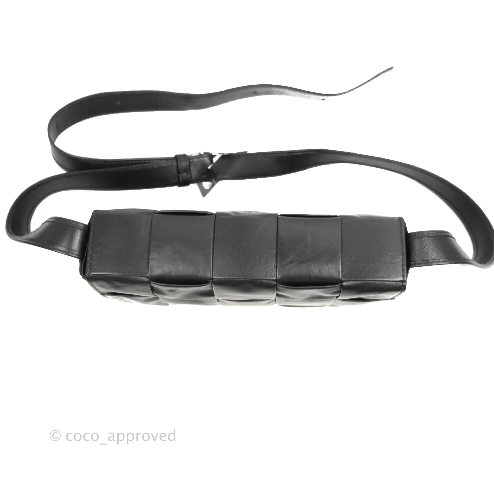 Bottega Veneta Intrecciato Paper Cassette Calfskin Bag Black Silver Hardware