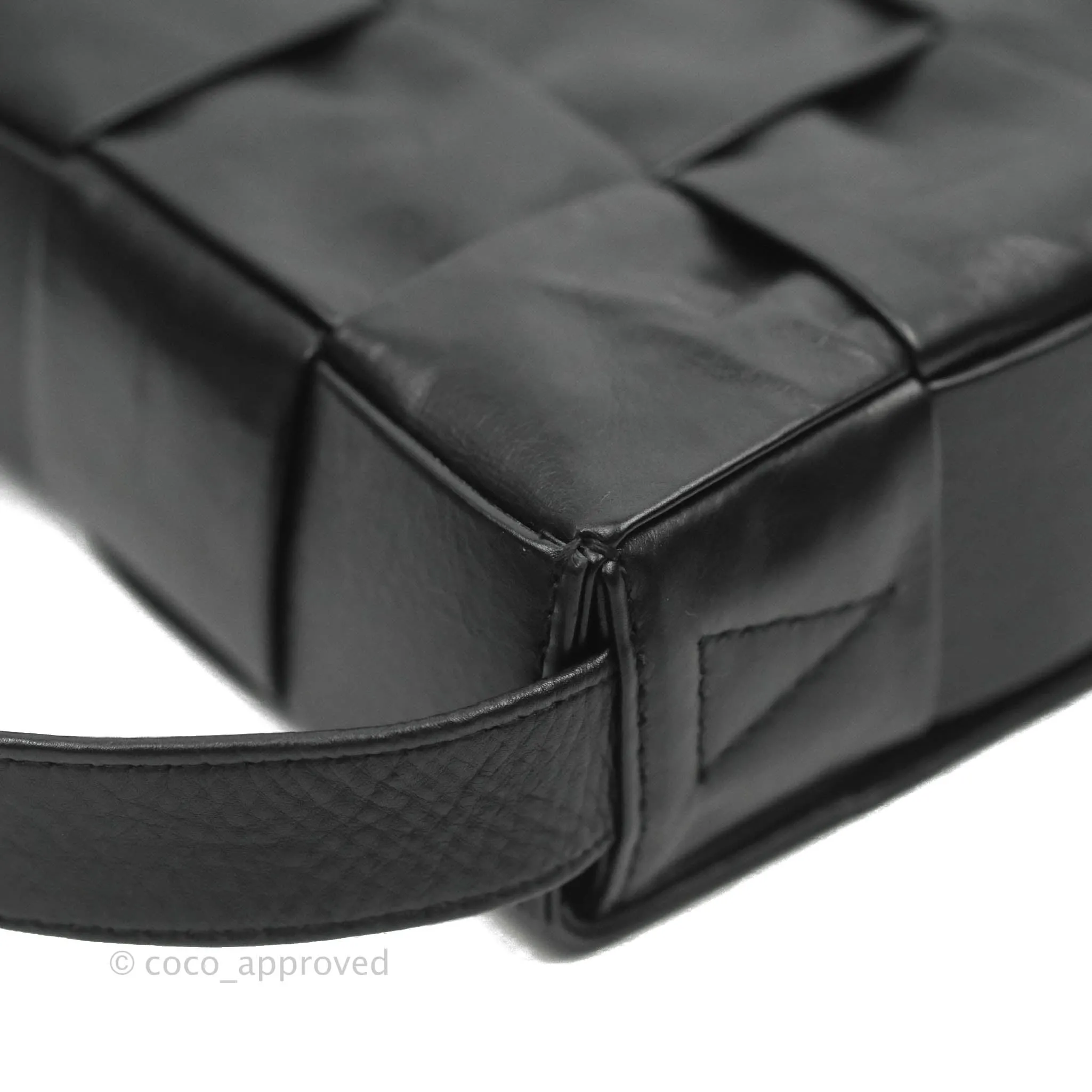 Bottega Veneta Intrecciato Paper Cassette Calfskin Bag Black Silver Hardware