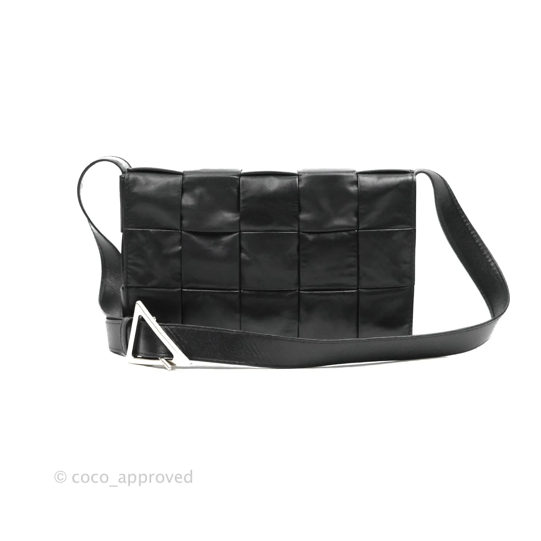 Bottega Veneta Intrecciato Paper Cassette Calfskin Bag Black Silver Hardware