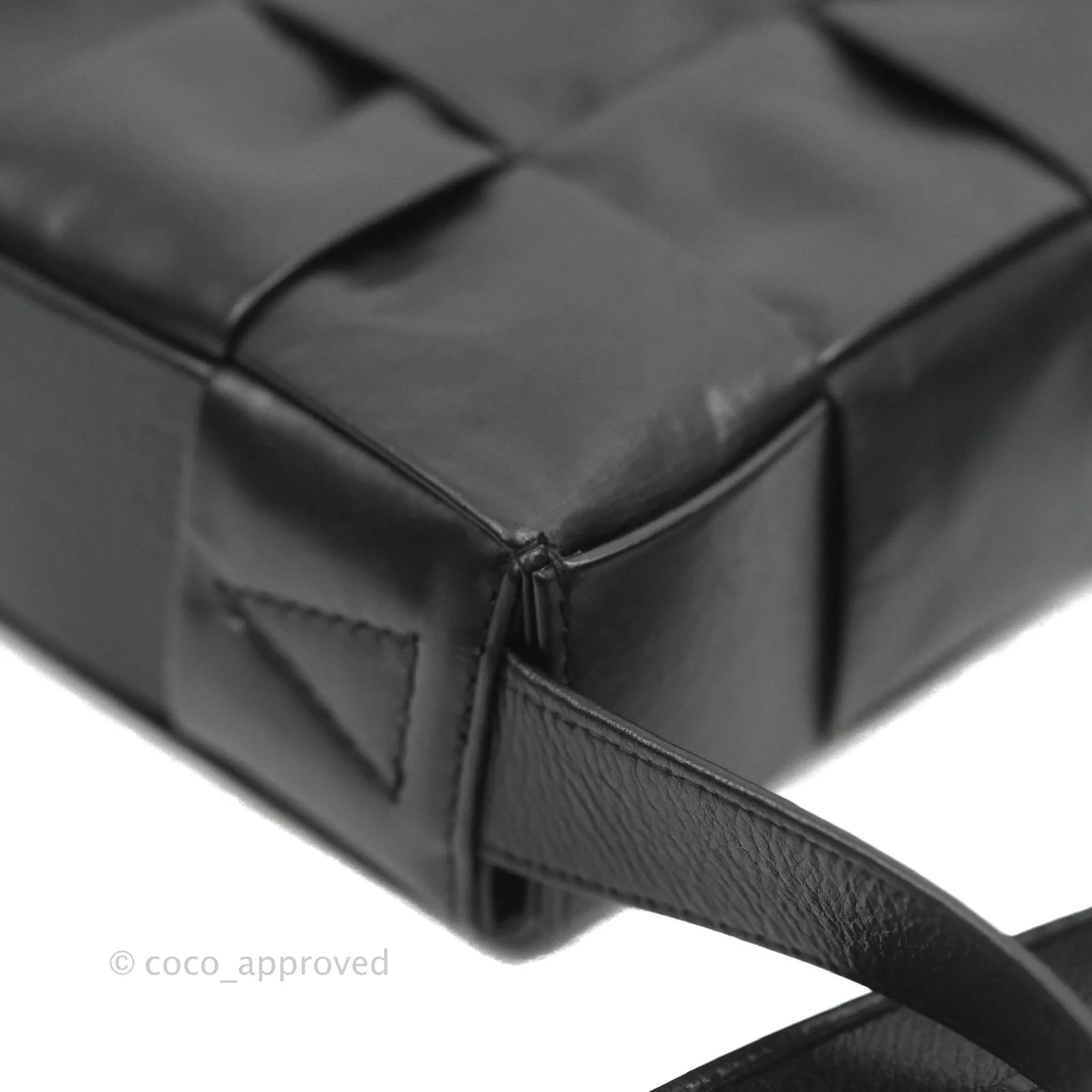 Bottega Veneta Intrecciato Paper Cassette Calfskin Bag Black Silver Hardware