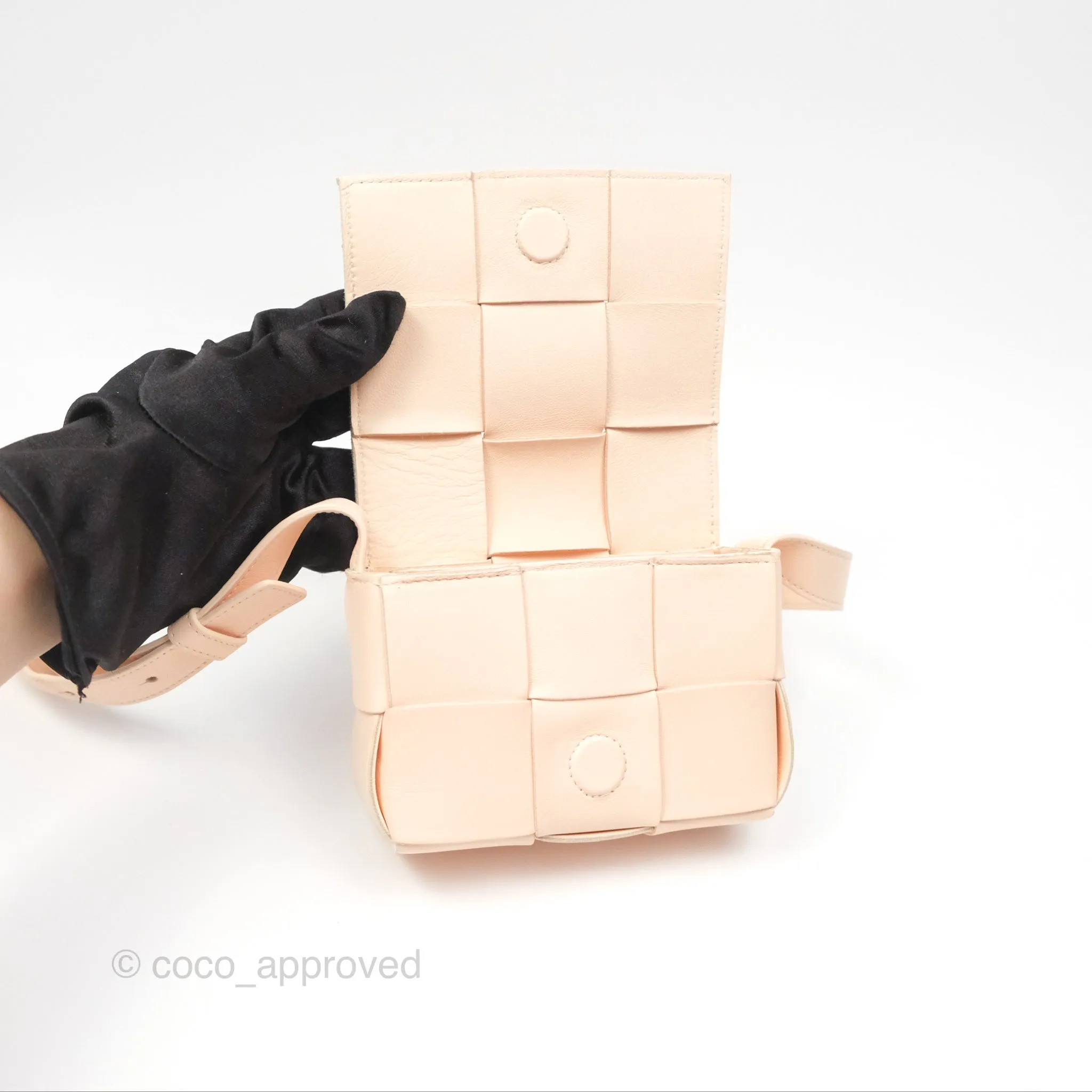 Bottega Veneta Intreccio Cassette Mini Bag Melon Washed Lambskin