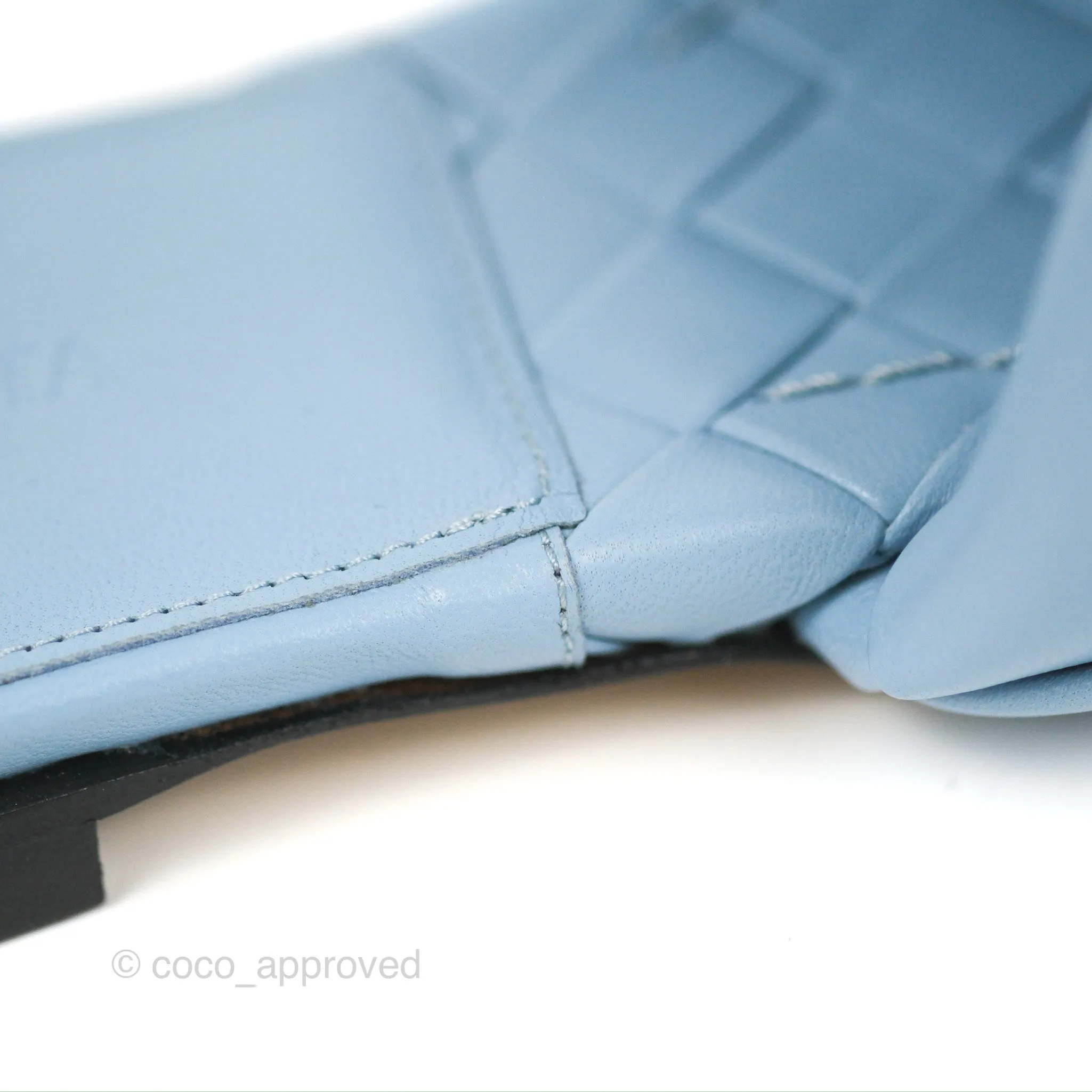 Bottega Veneta Lido Flat Sandals Intrecciato Pale Blue Lambskin Size 36.5