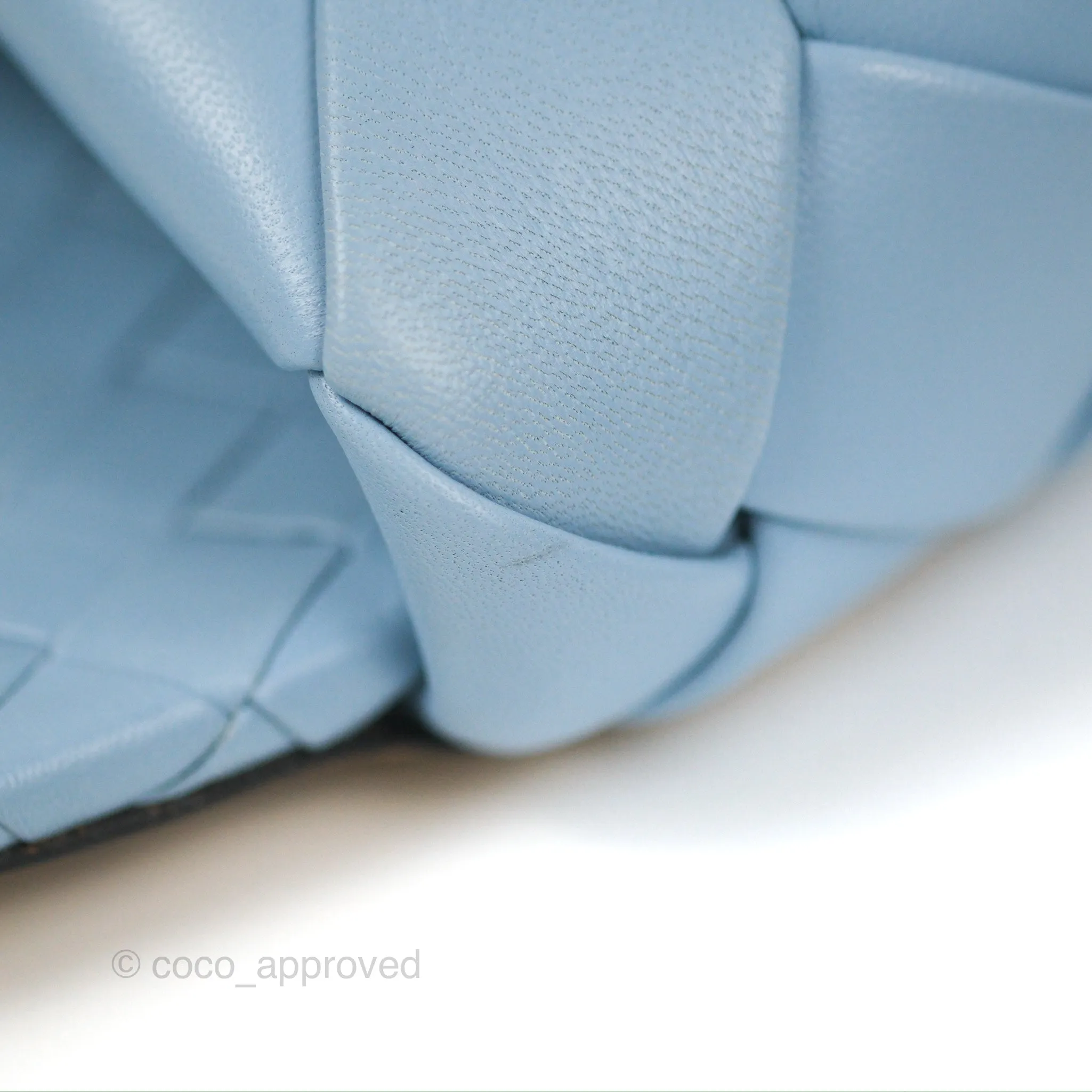 Bottega Veneta Lido Flat Sandals Intrecciato Pale Blue Lambskin Size 36.5
