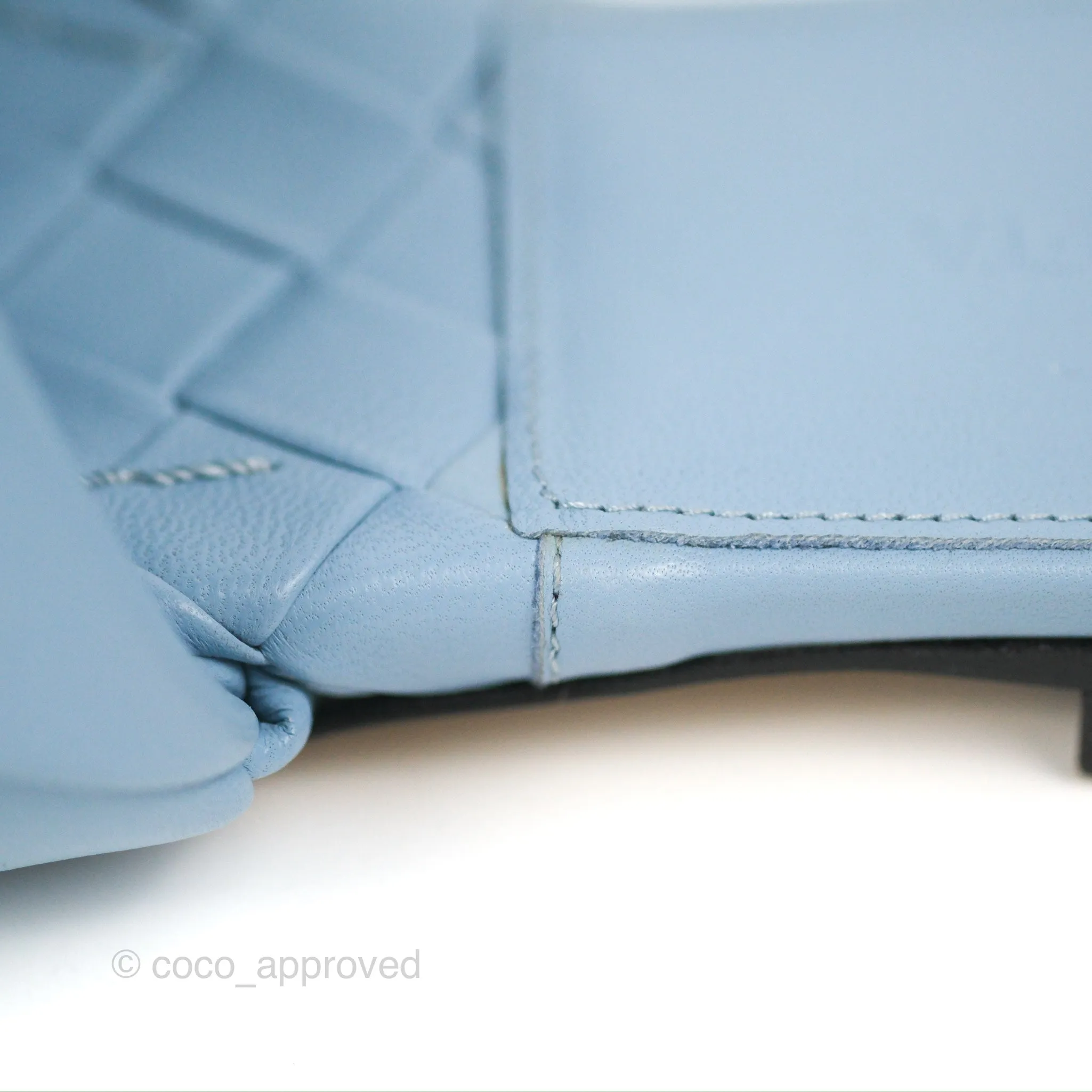 Bottega Veneta Lido Flat Sandals Intrecciato Pale Blue Lambskin Size 36.5