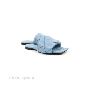 Bottega Veneta Lido Flat Sandals Intrecciato Pale Blue Lambskin Size 36.5