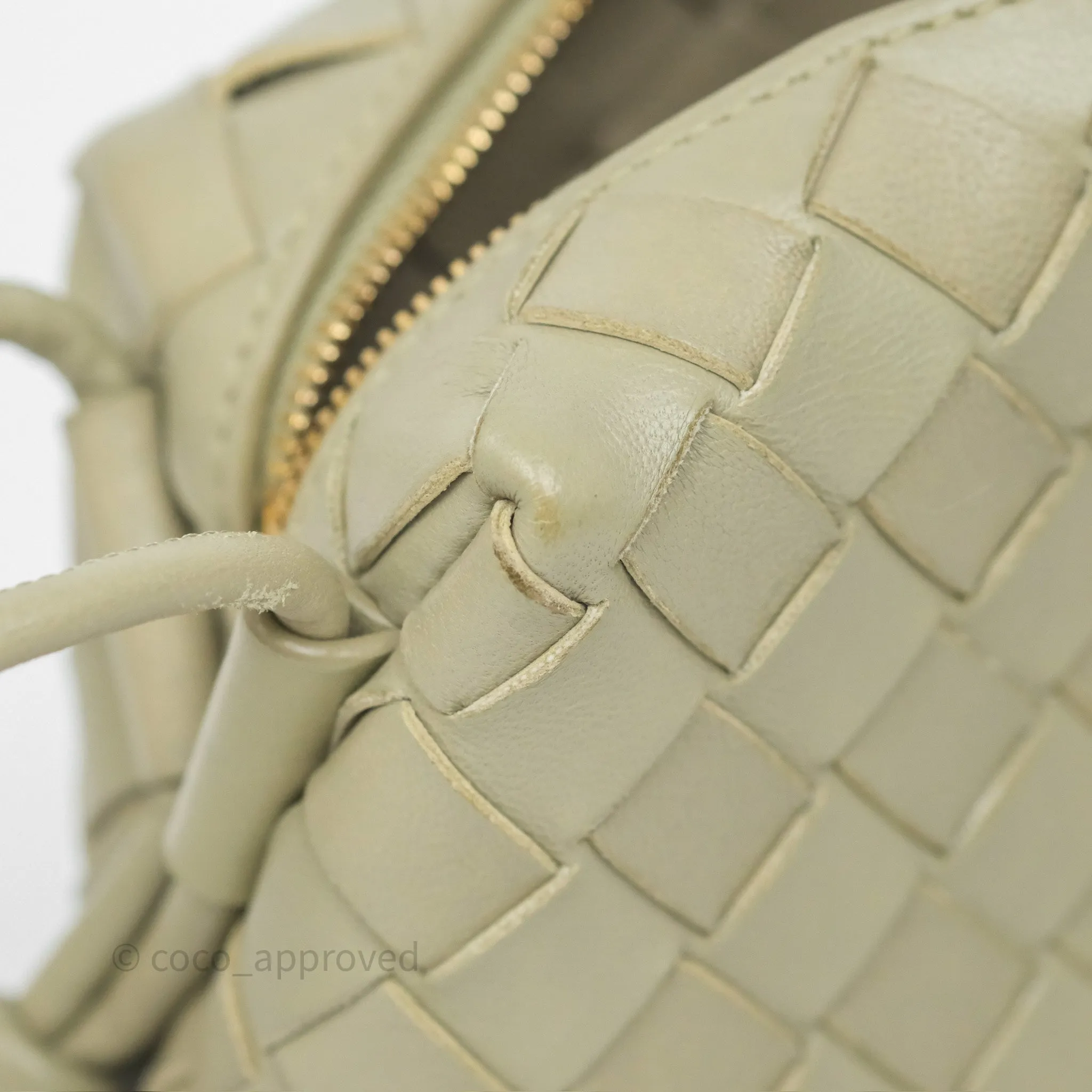 Bottega Veneta Loop Camera Bag Intrecciato Lambskin Travertine