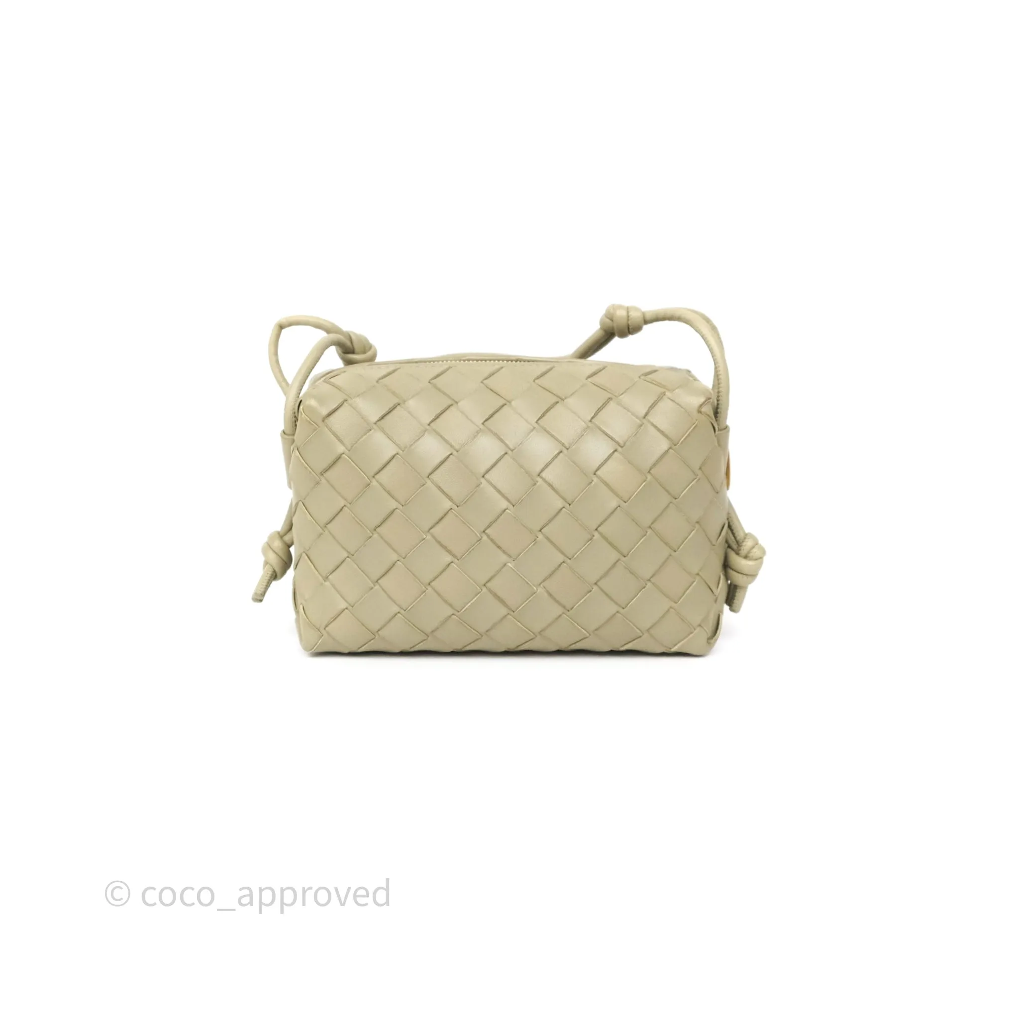 Bottega Veneta Loop Camera Bag Intrecciato Lambskin Travertine