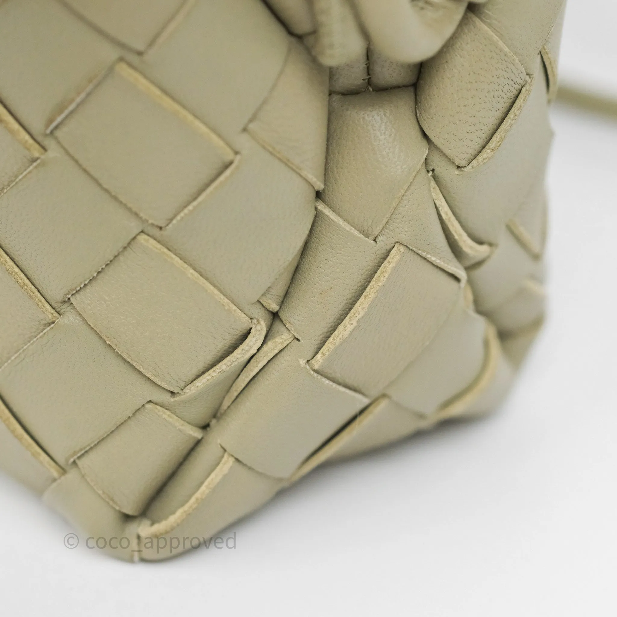 Bottega Veneta Loop Camera Bag Intrecciato Lambskin Travertine