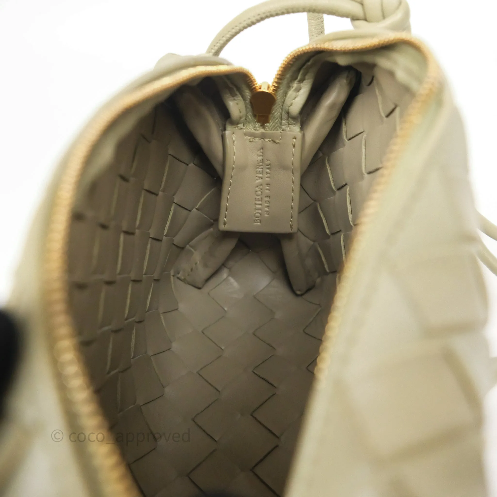 Bottega Veneta Loop Camera Bag Intrecciato Lambskin Travertine