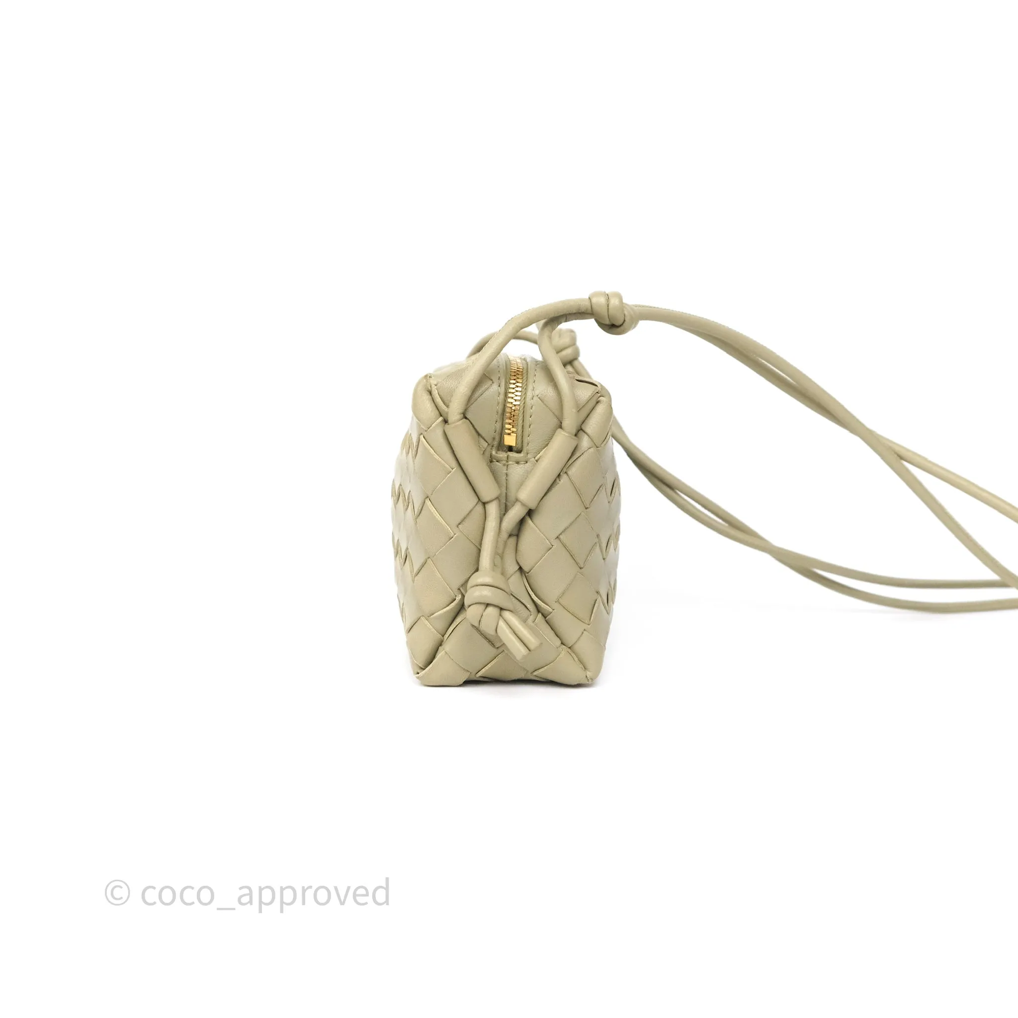 Bottega Veneta Loop Camera Bag Intrecciato Lambskin Travertine