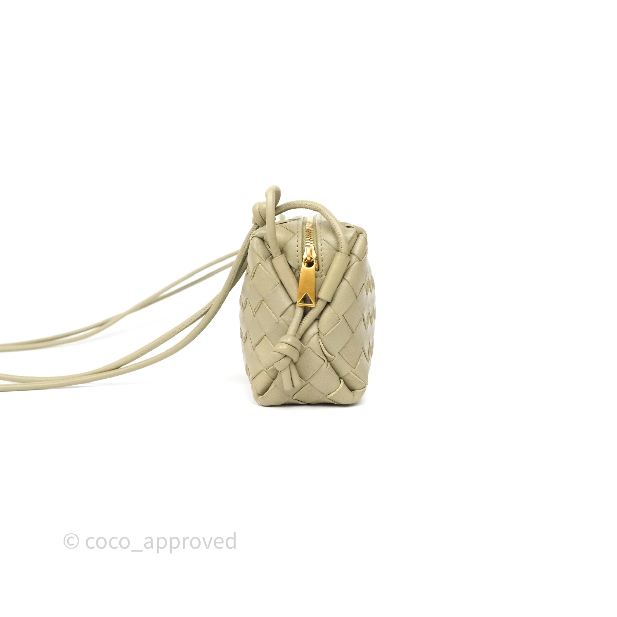 Bottega Veneta Loop Camera Bag Intrecciato Lambskin Travertine