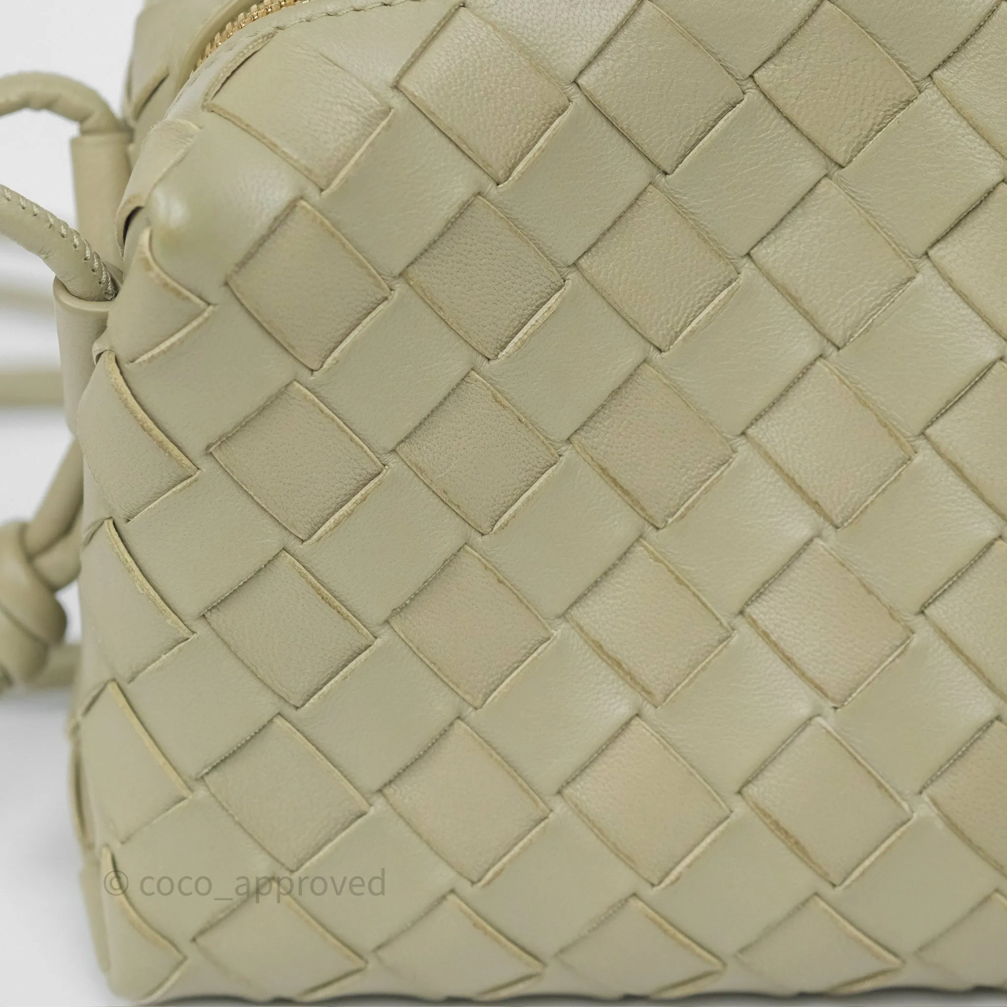 Bottega Veneta Loop Camera Bag Intrecciato Lambskin Travertine