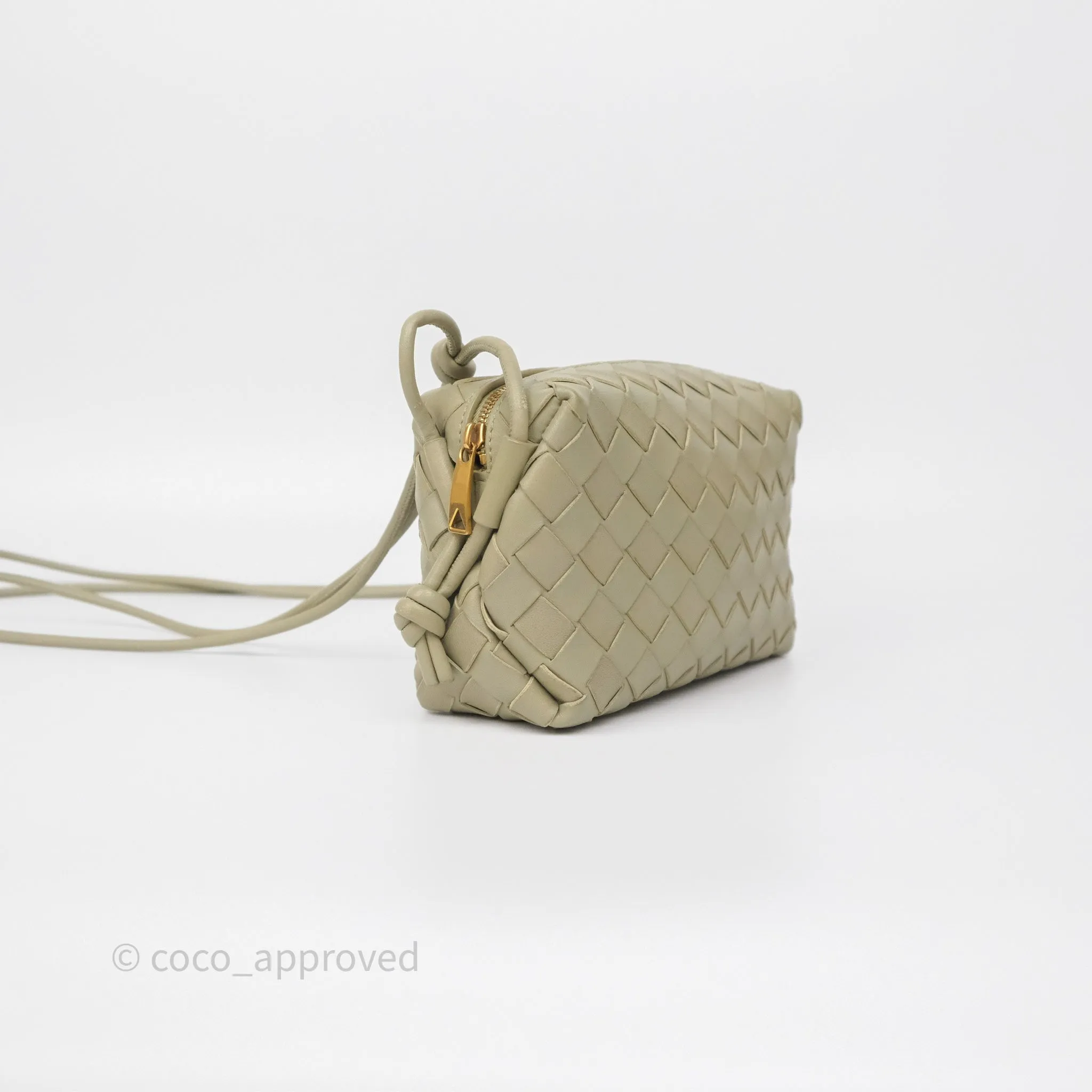 Bottega Veneta Loop Camera Bag Intrecciato Lambskin Travertine