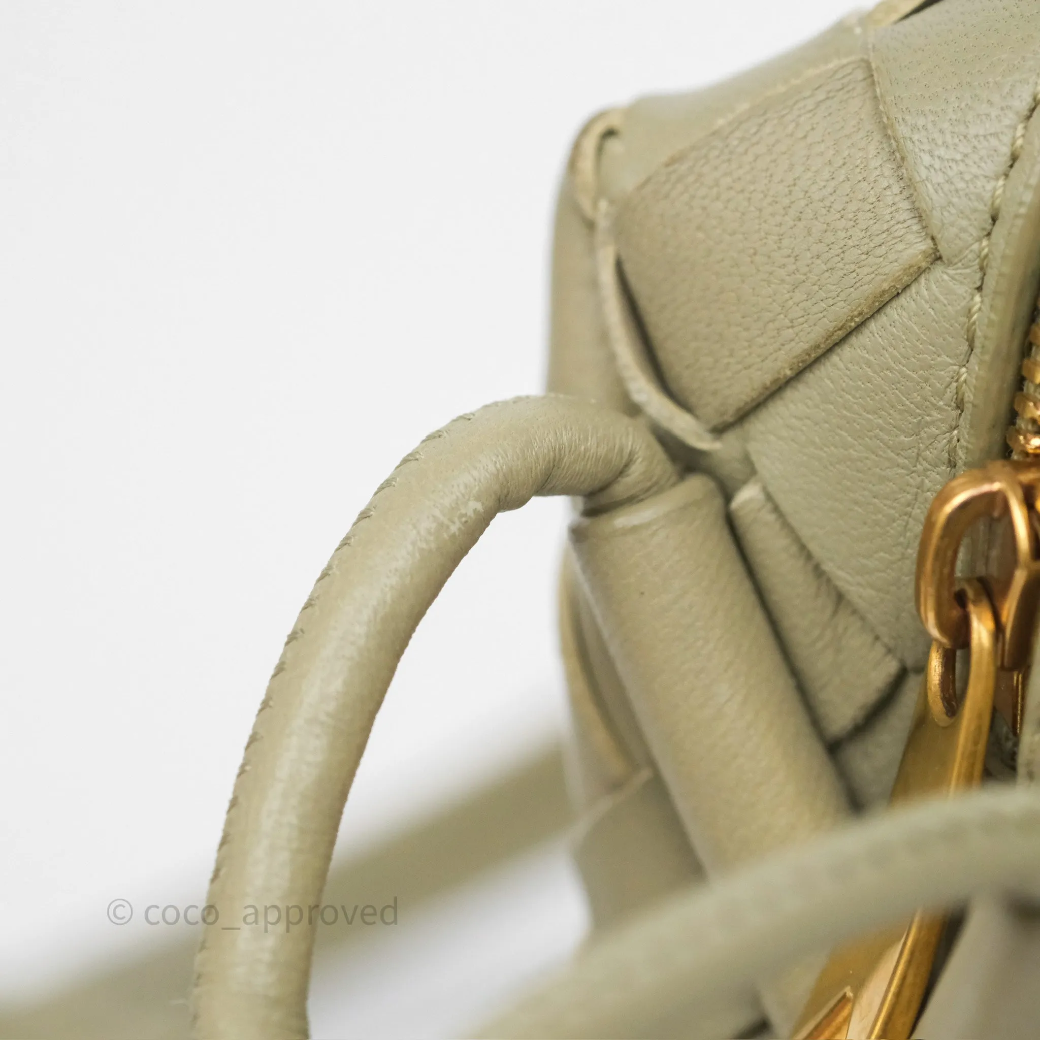 Bottega Veneta Loop Camera Bag Intrecciato Lambskin Travertine