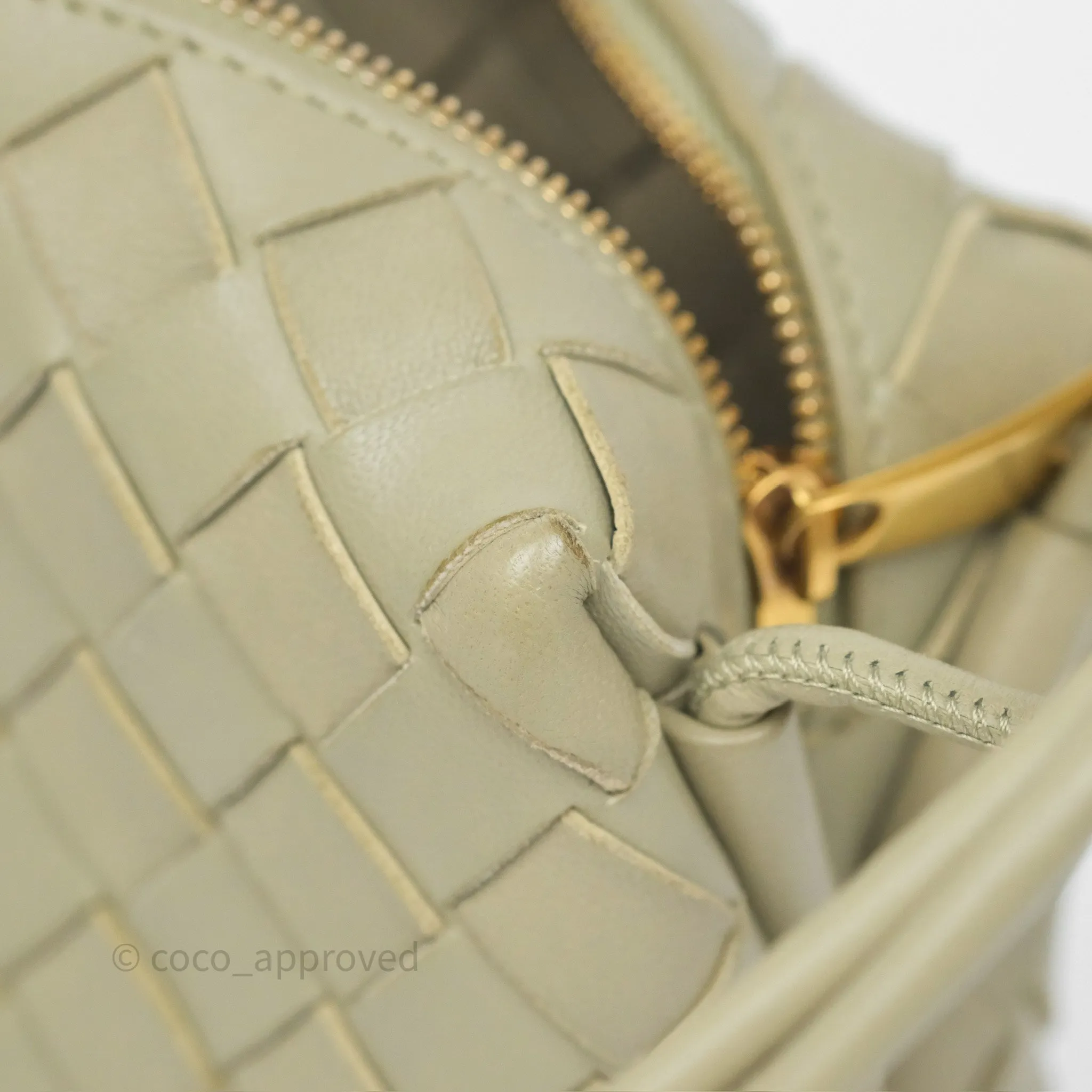 Bottega Veneta Loop Camera Bag Intrecciato Lambskin Travertine
