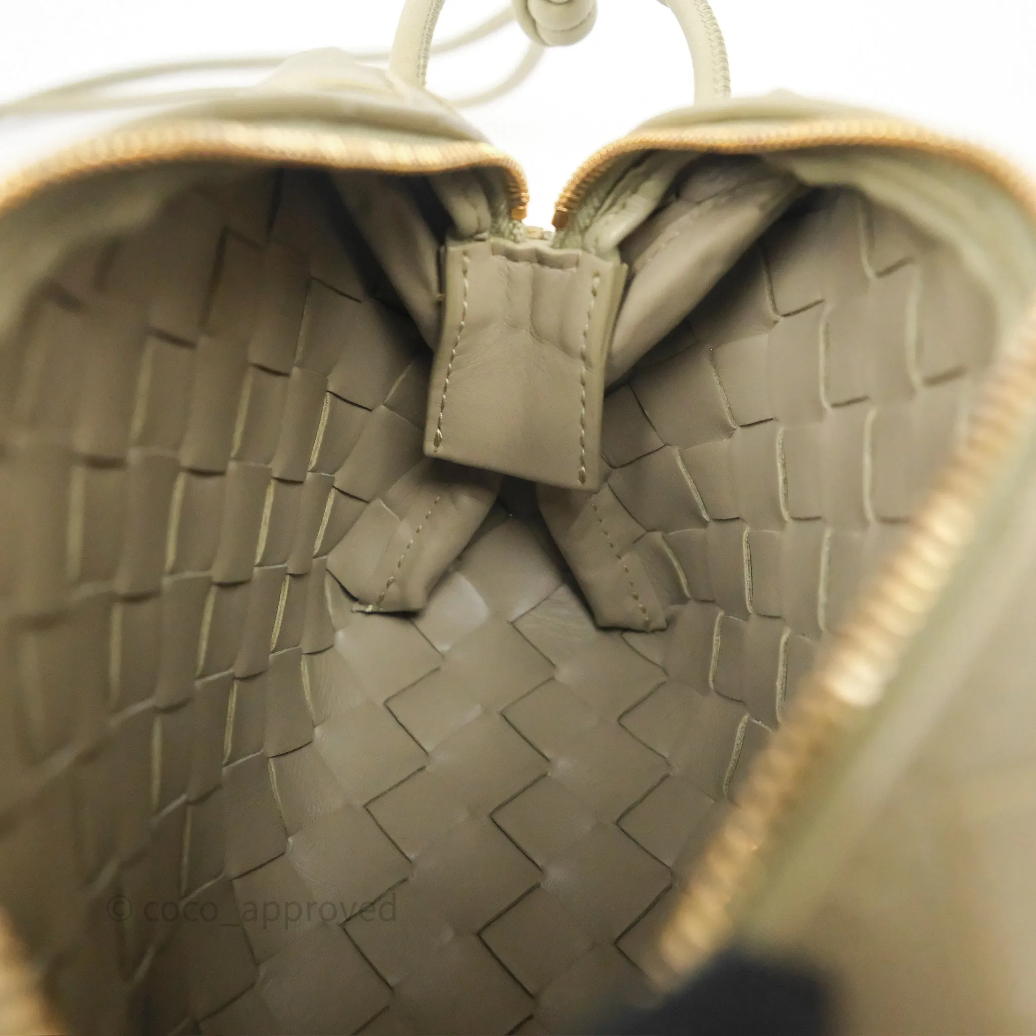 Bottega Veneta Loop Camera Bag Intrecciato Lambskin Travertine