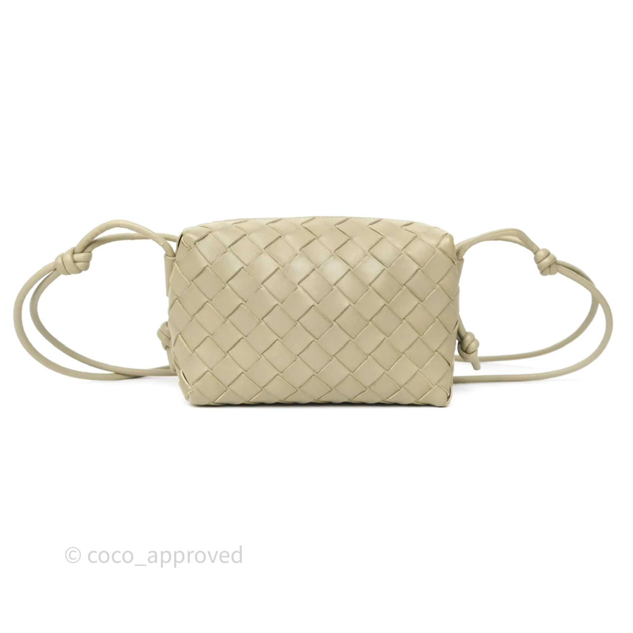 Bottega Veneta Loop Camera Bag Intrecciato Lambskin Travertine