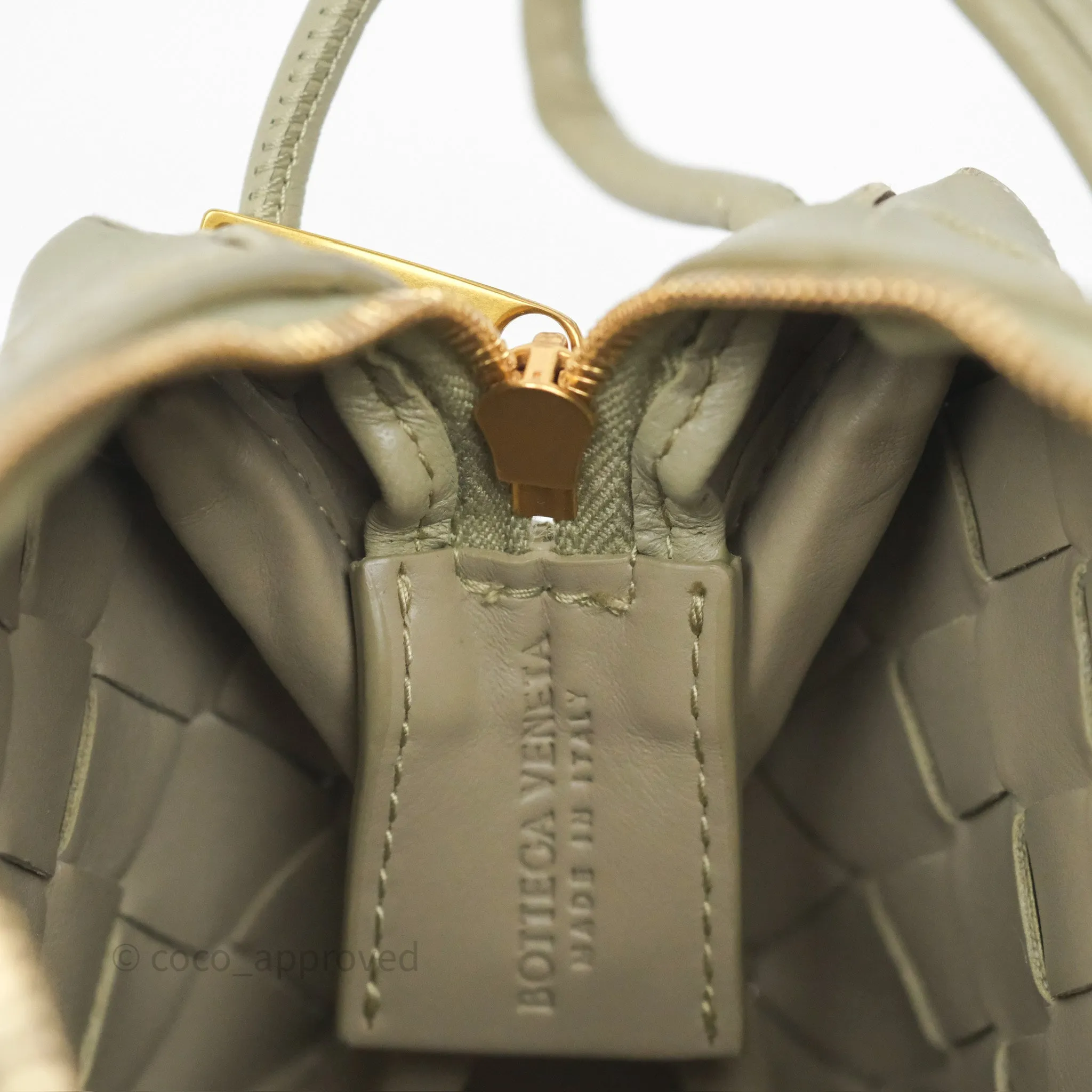Bottega Veneta Loop Camera Bag Intrecciato Lambskin Travertine