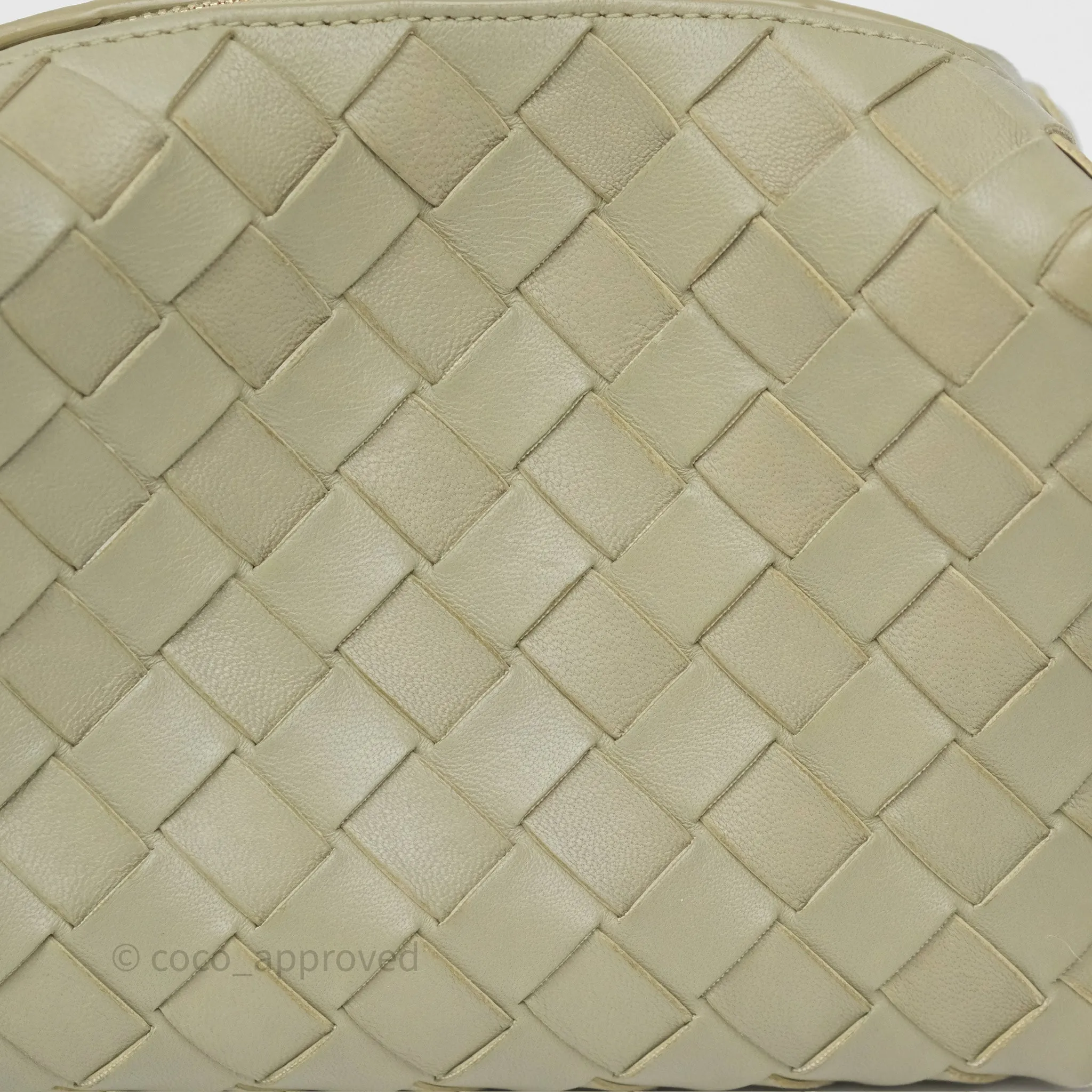 Bottega Veneta Loop Camera Bag Intrecciato Lambskin Travertine