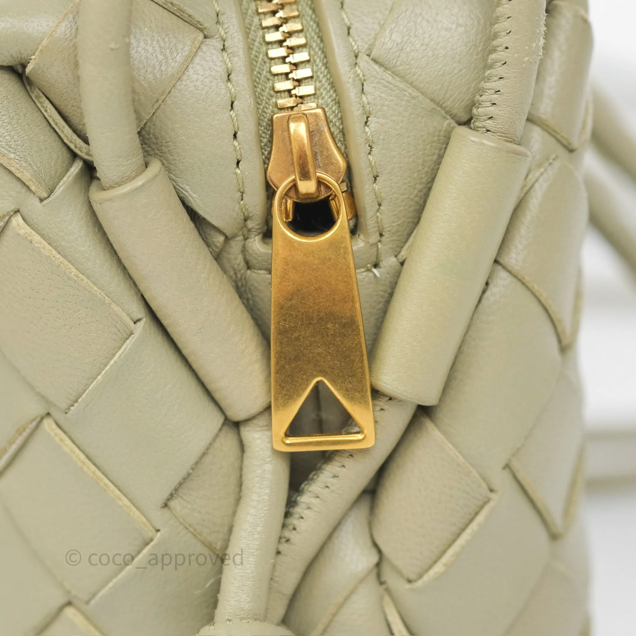 Bottega Veneta Loop Camera Bag Intrecciato Lambskin Travertine