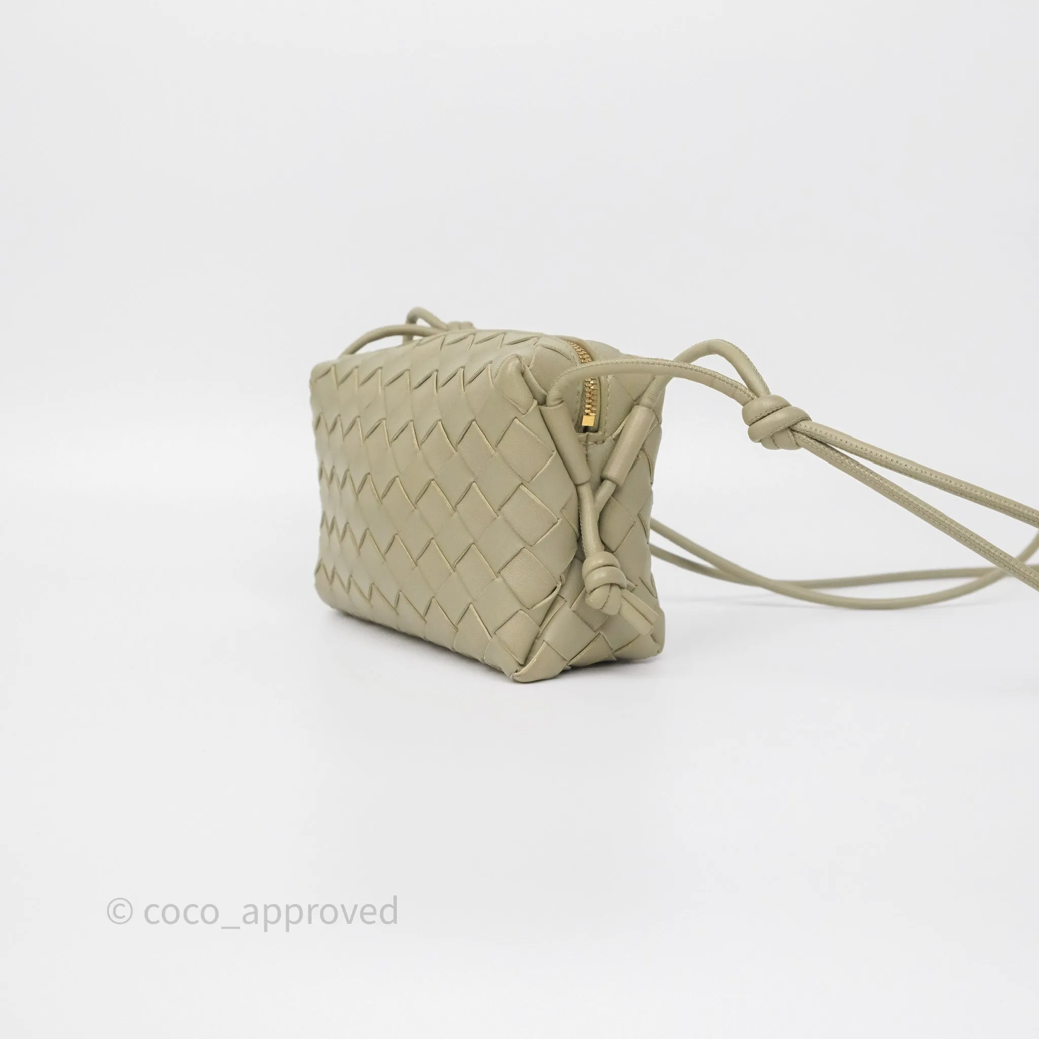 Bottega Veneta Loop Camera Bag Intrecciato Lambskin Travertine