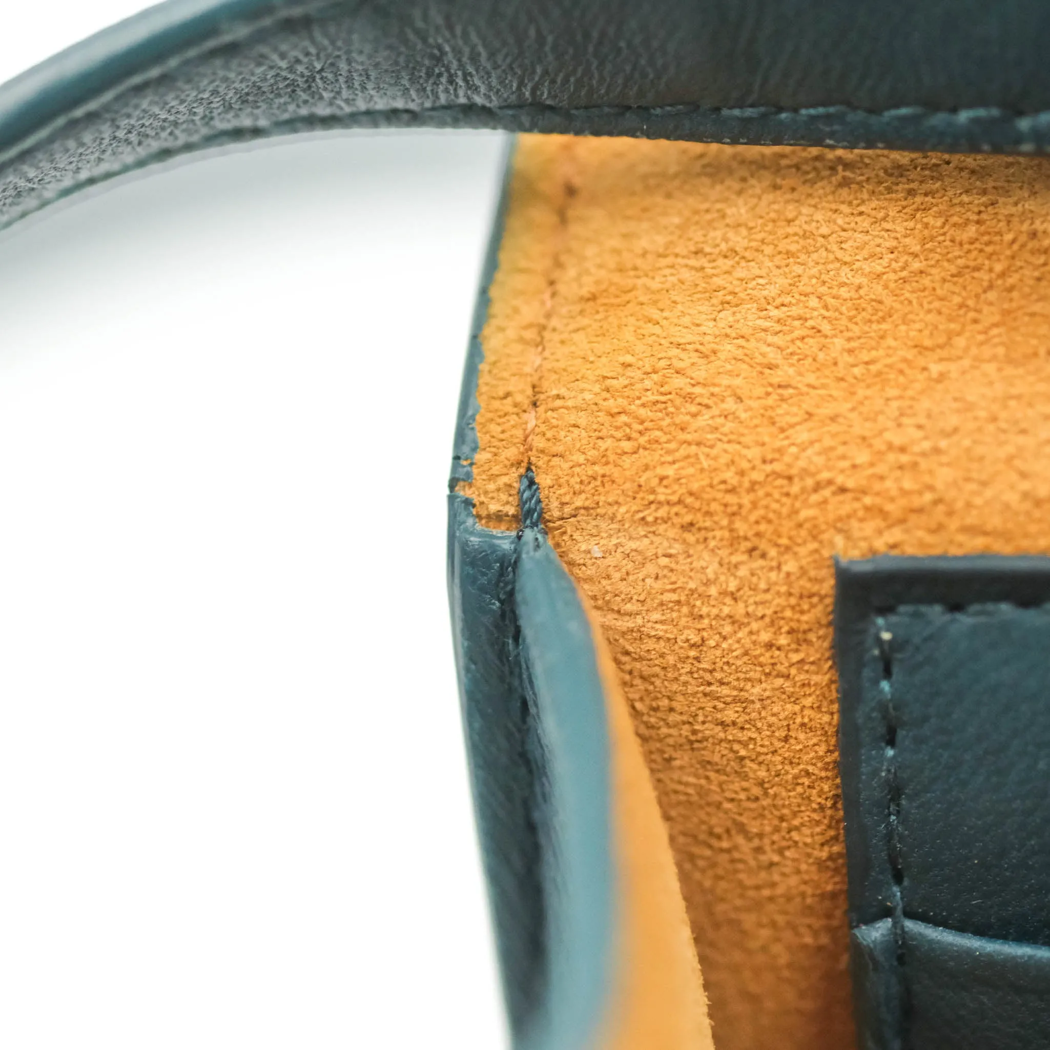 Bottega Veneta Maxi Intrecciato Mini Cassette Crossbody Bag Petrol Blue Lambskin